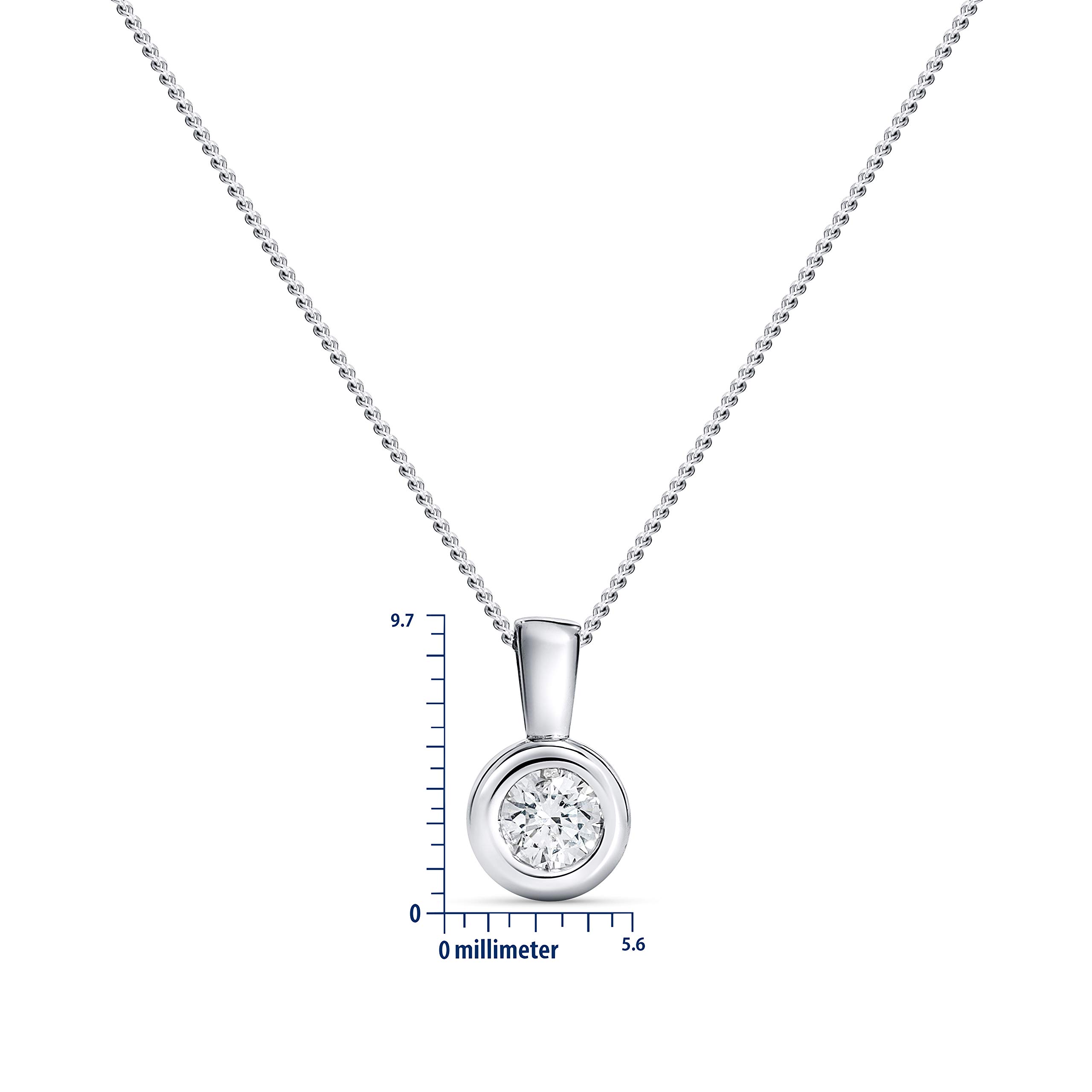MIORE Łańcuszek damski 0,15 ct diament naszyjnik z wisiorkiem soliter diament brylant łańcuszek z białego złota 14 karatów / złoto 585, biżuteria na szyję długość 45 cm
