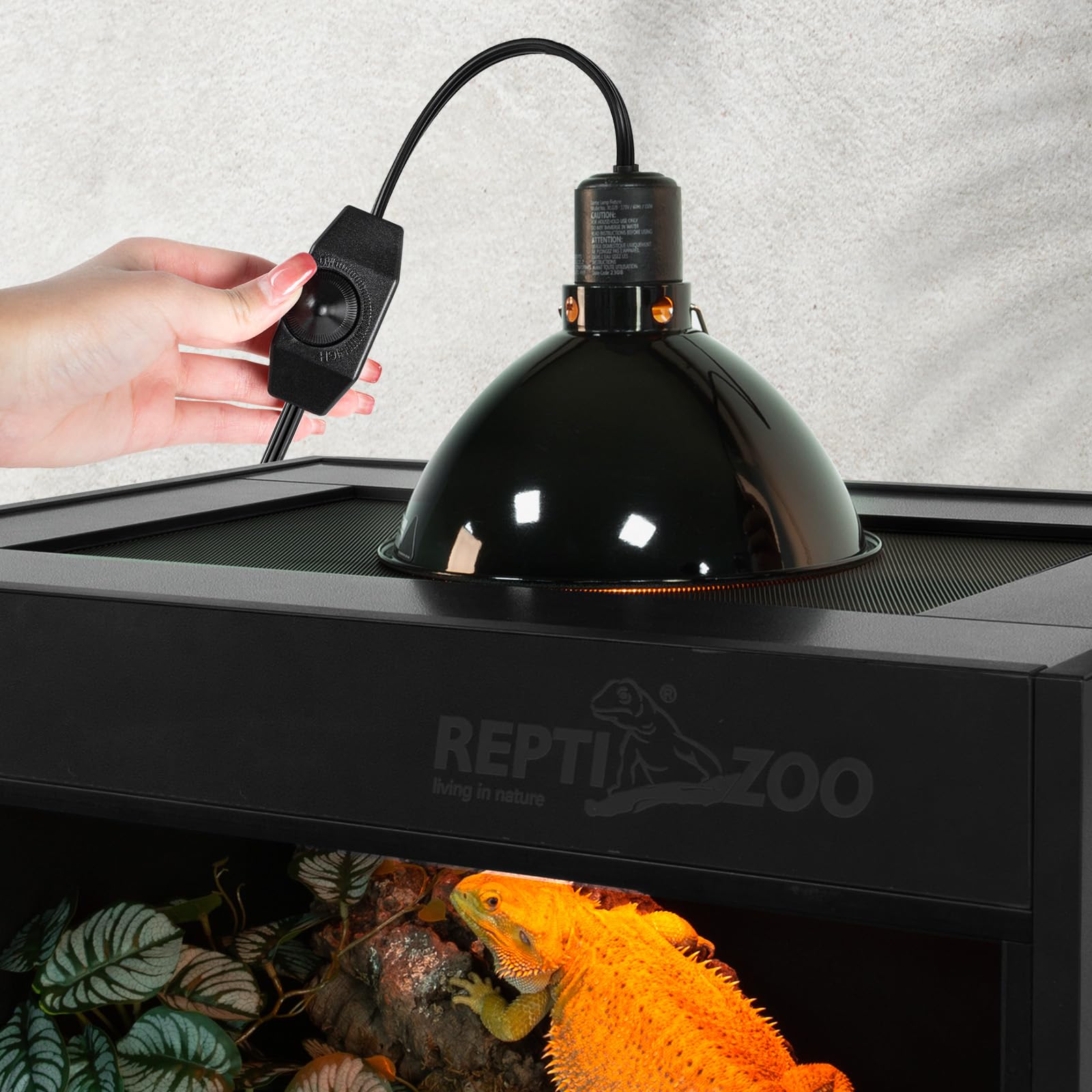 REPTI ZOO Upgrade Reptile Light Fixture with Dimming,8.5 inch Deep Dome Lamp Fixture for Reptile Tank Terrarium, Reptile Heat Lamp Fixture for UVB UVA Bulb Basking Heat Bulb - image 8