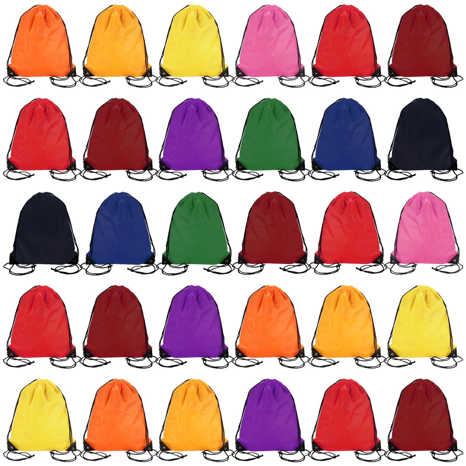 GBACHOOSE 30 Pcs Drawstring Bag, PE Bags Drawstring, 34×42cm Drawstring Backpack Bags Sports Drawstring Bag for Gym Swimming School Travel (10 colour)