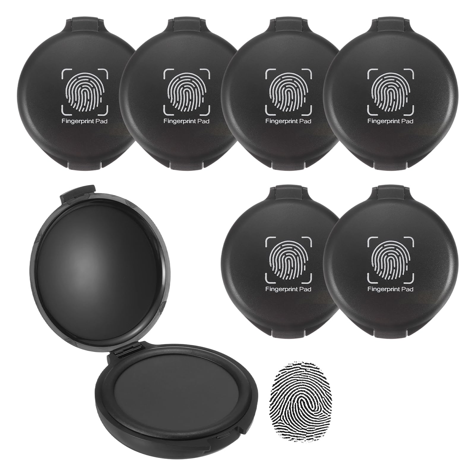 PATIKIL Fingerprint Ink Pads, 6Pcs Thumbprint Ink Pad Quick-Drying & Portable for Notary Stamp Office Supplies Identification ID Security Enforcement Fingerprints, Black