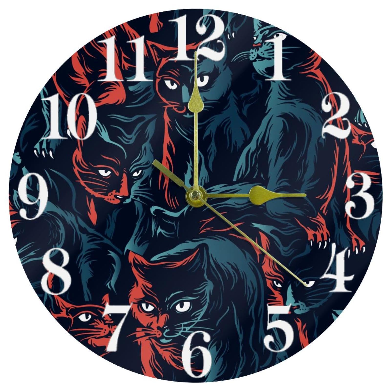 Horloge murale chat noir cadeau original pour amateurs de décoration intérieure