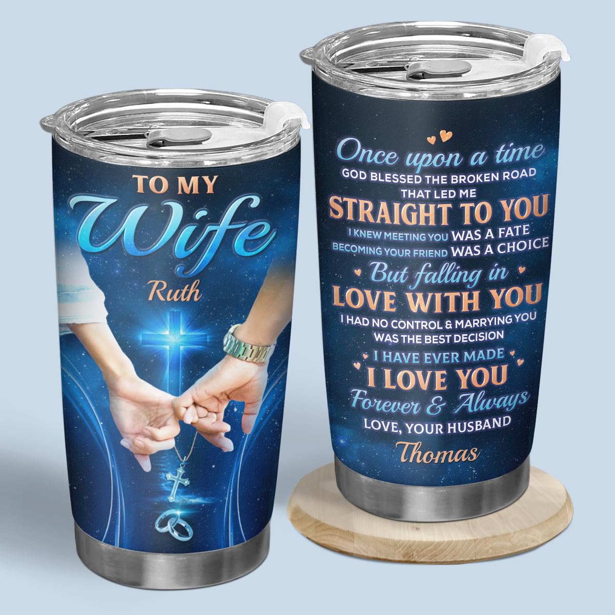 DOPTIKA Once Upon A Time Personalized Couple Stainless Steel 20oz Tumbler Cups For Men Women, Anniversary Christmas Birthday Gifts For Husband Wife, Coffee Tumbler With Lid, Couple Gifts For Him Her