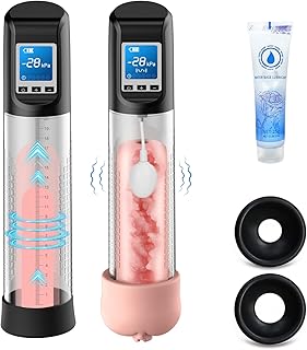Electric Vacuum Vibrating Penis Pump with Pocket Pussy, 6 Suction & 9 Vibration Intensities, Penis Enlargement Extend Pump with LED Screen, Male Stamina Trainer for Bigger, Stronger Erections