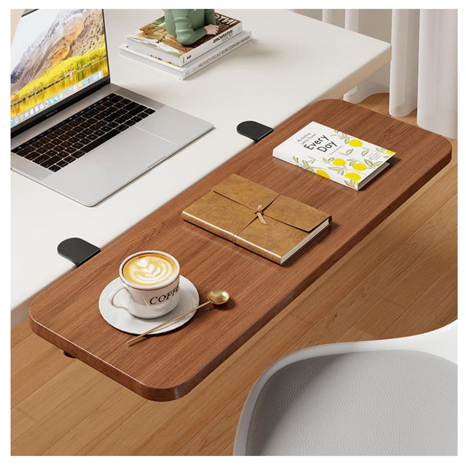 Ergonomie Bureau Plateau D'extension Plateau De Clavier, Facile à Installer Clavier Plateforme Prolongateur, Pour Les Bureaux ,Étagères Et Les Tables à Manger, Extension(Size:50x20x1.2cm,Color:marron)