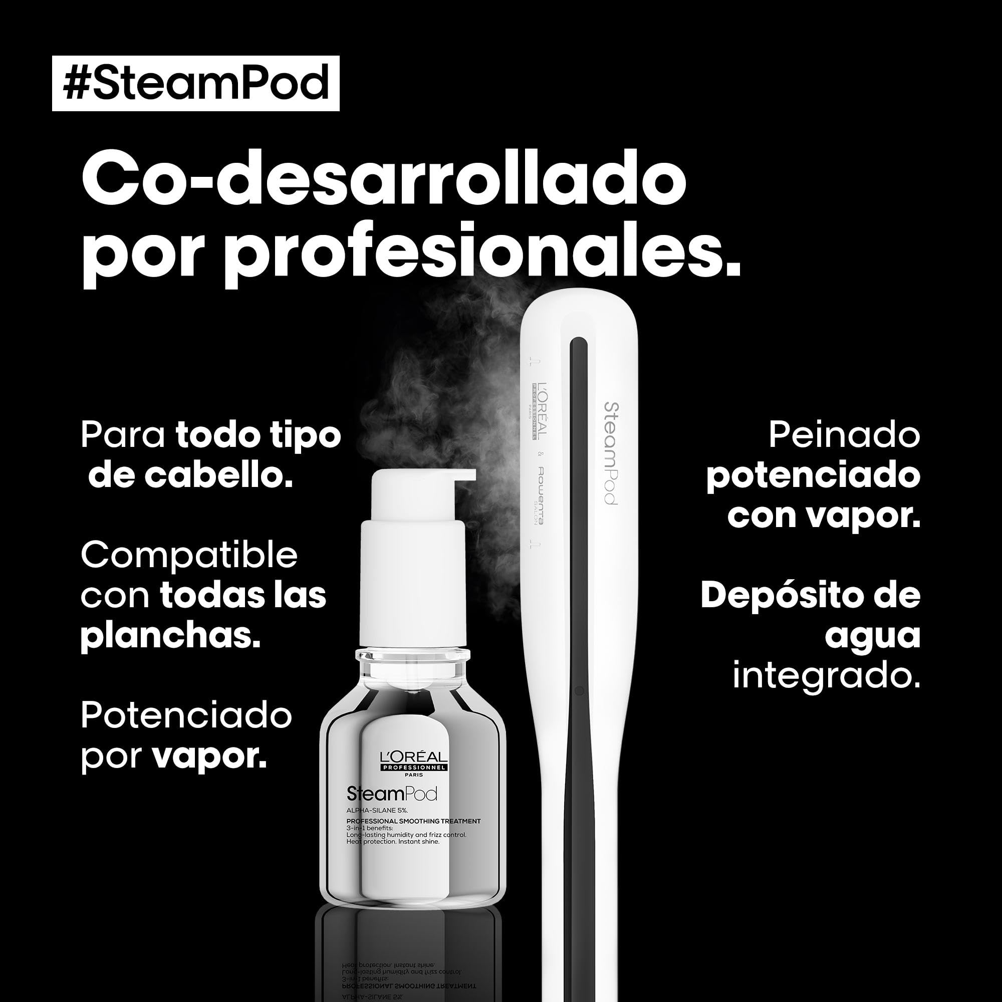 L'Oréal Professionnel Set con SteamPod 3 Plancha Profesional con tecnología de vapor y Sérum SteamPod 3-EN-1, 50 ml