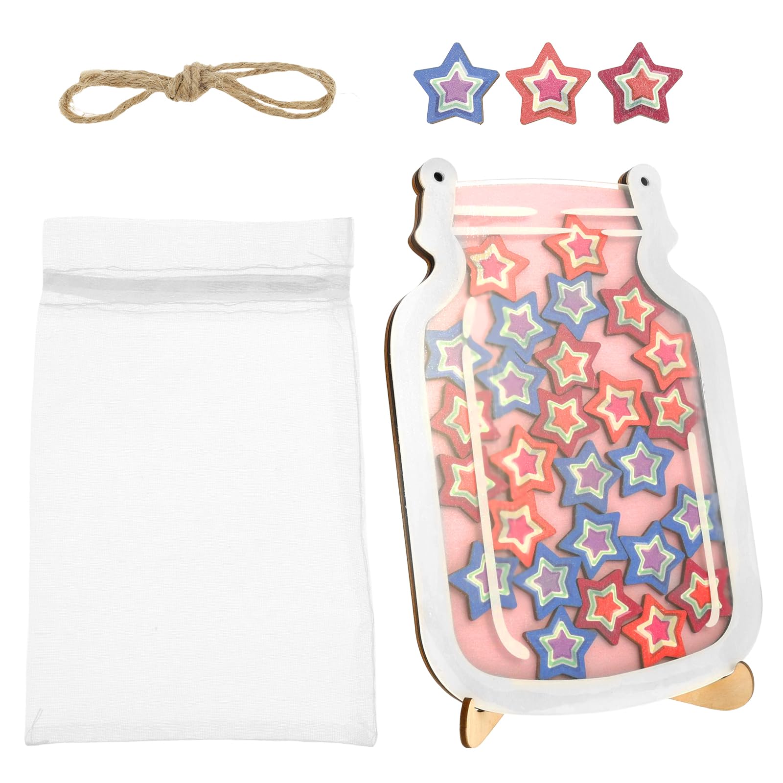 Tarro de recompensa de estrella de madera para niños, para sistema de recompensas de aula, recipiente de recompensas de estrellas, adorno de tarro de interacción entre padres e hijos