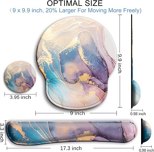 Miniatura 2 de Alfombrilla de mouse y soporte para reposamuñecas para teclado, con base de poliuretano antideslizante, alfombrilla de mouse de gel con posavasos,