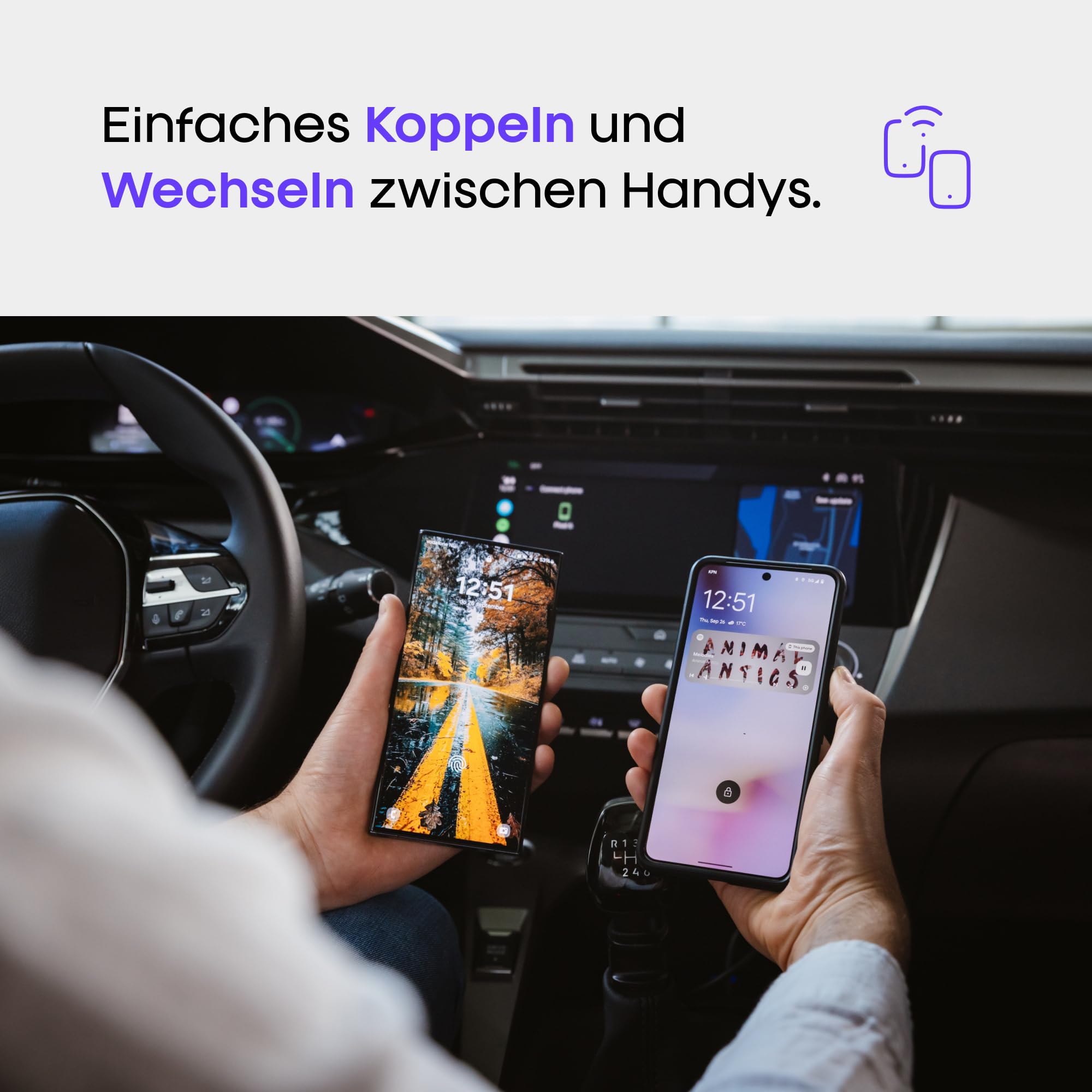 AAWireless Two Wireless Android Auto Adapter – Kabelloses Android Auto für Ihr Auto – Schnelle Verbindung ohne Kabel – Plug & Play – Stabile Verbindung – Multifunktionstaste
