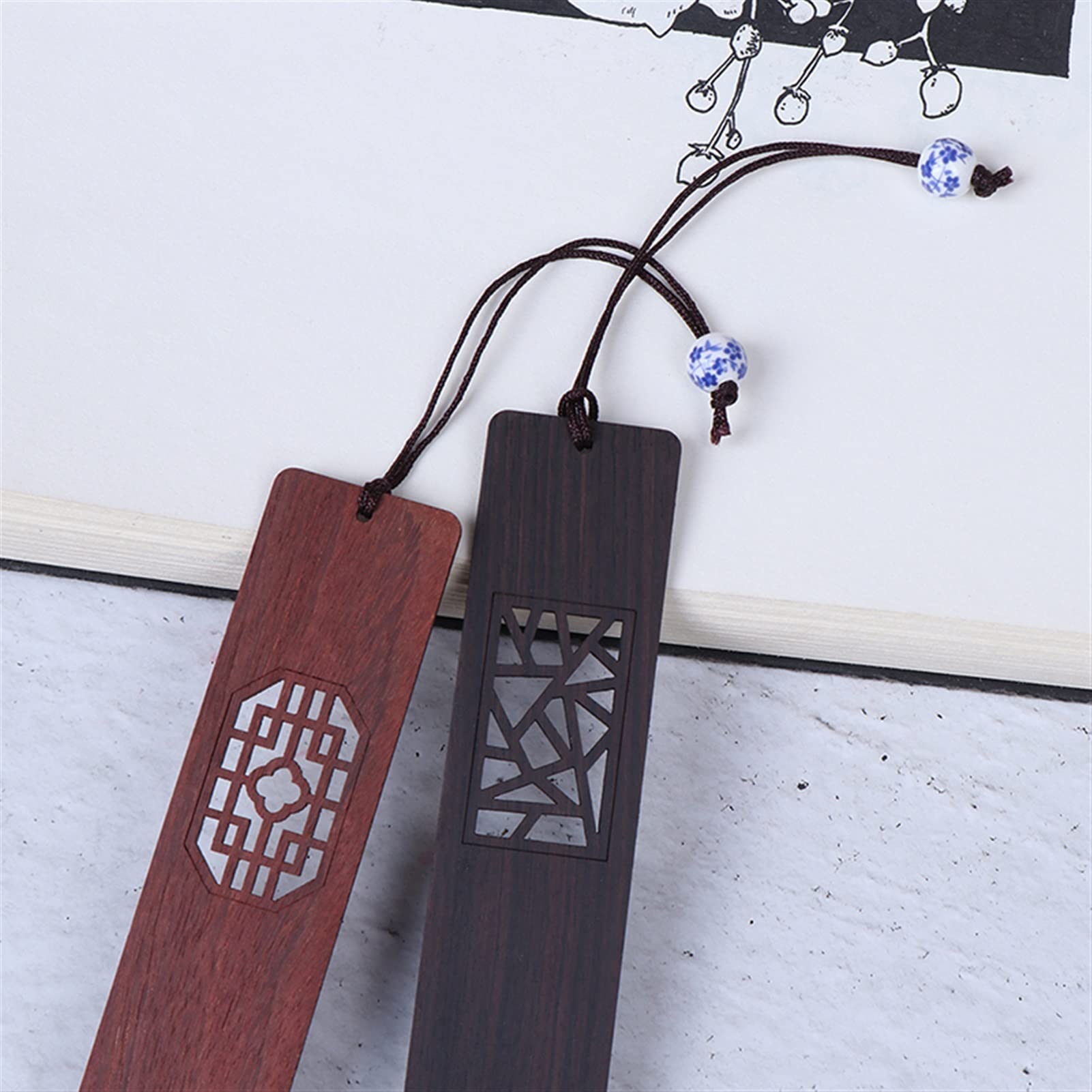 Lesezeichen Chinesischer Stil Retro-Wood-Lesezeichen exquisit schnitzte Lesezeichen for Buchliebhaber Schriftsteller Leser Kinder Frauen Männer Student Stationäre Lieferungen Buch Markierungen ( Color