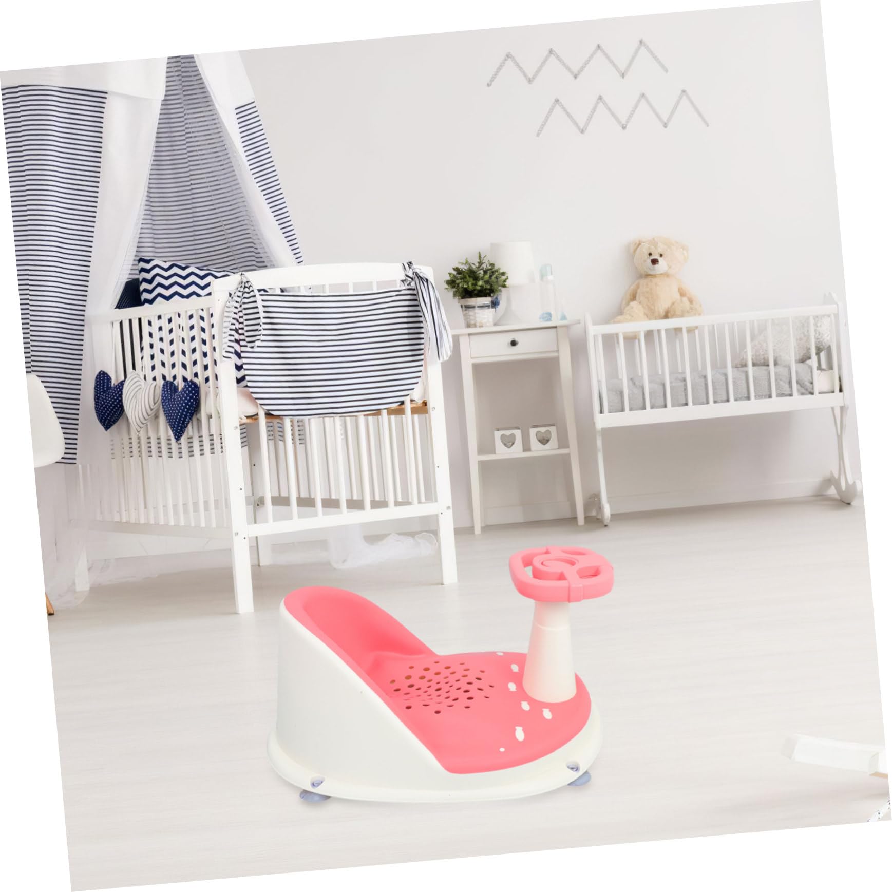 TOYANDONA Sitz für Babybadewanne mit Saugnapf Rutschfestem Design Verstellbarer Höhe und Schnellem Ablaufsystem für Hygiene und Komfort