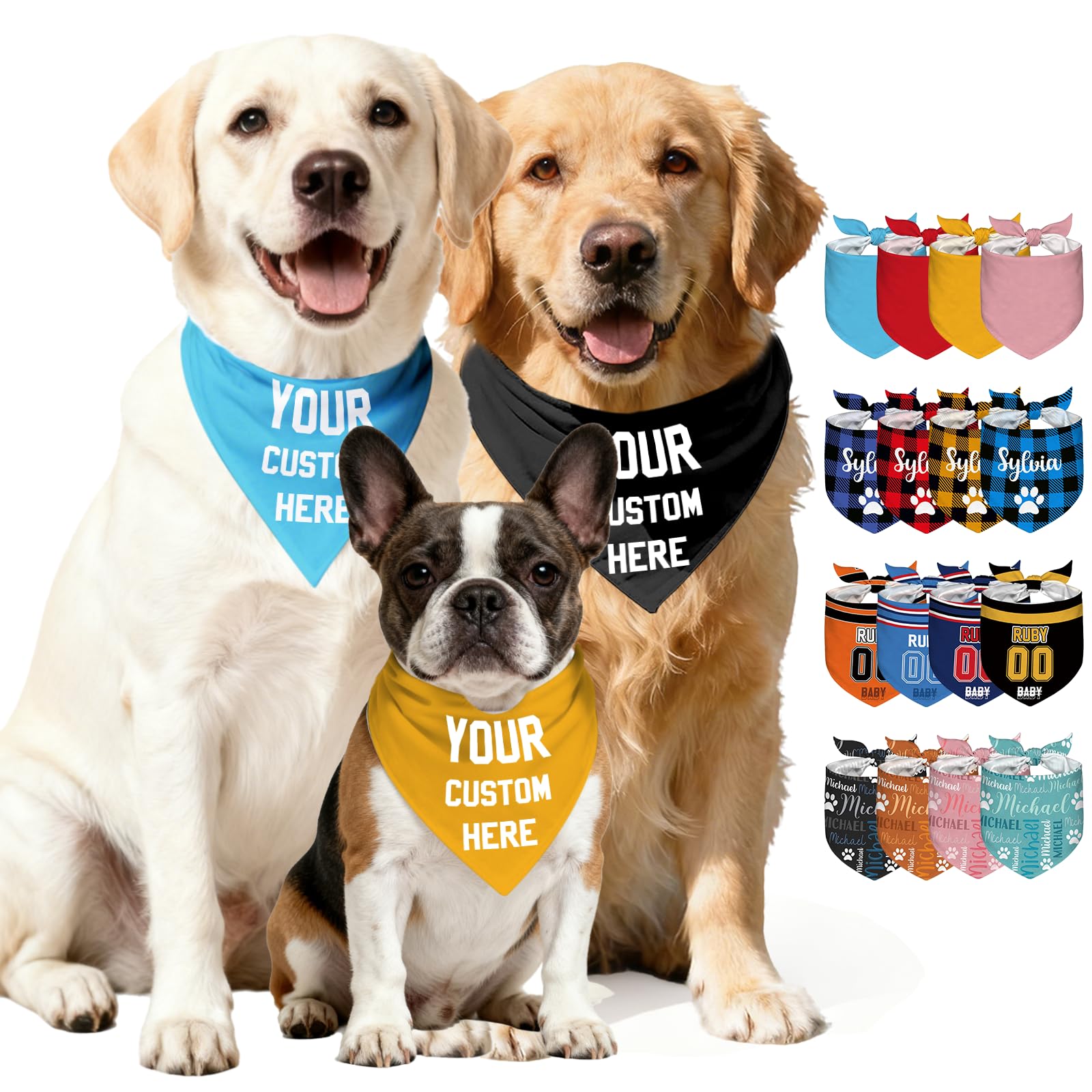 Personalised Dog Bandana with Name, Custom Pet Bandana for Small Medium Large Dogs Cats, Custom Neckwear Dog Scarf Triangle Bibs Kerchief, Perfect for Christmas, Pets Birthday Gifts Create Your Design