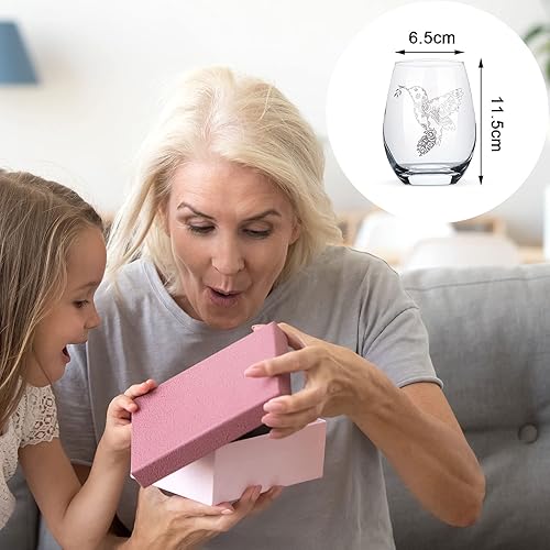 Miniatura 7 de Geiserailie Copas de vino sin tallo de colibrí, vidrio sin tallo, rama de Navidad, taza de té, exquisitos regalos para mujeres, amigos, hombres,