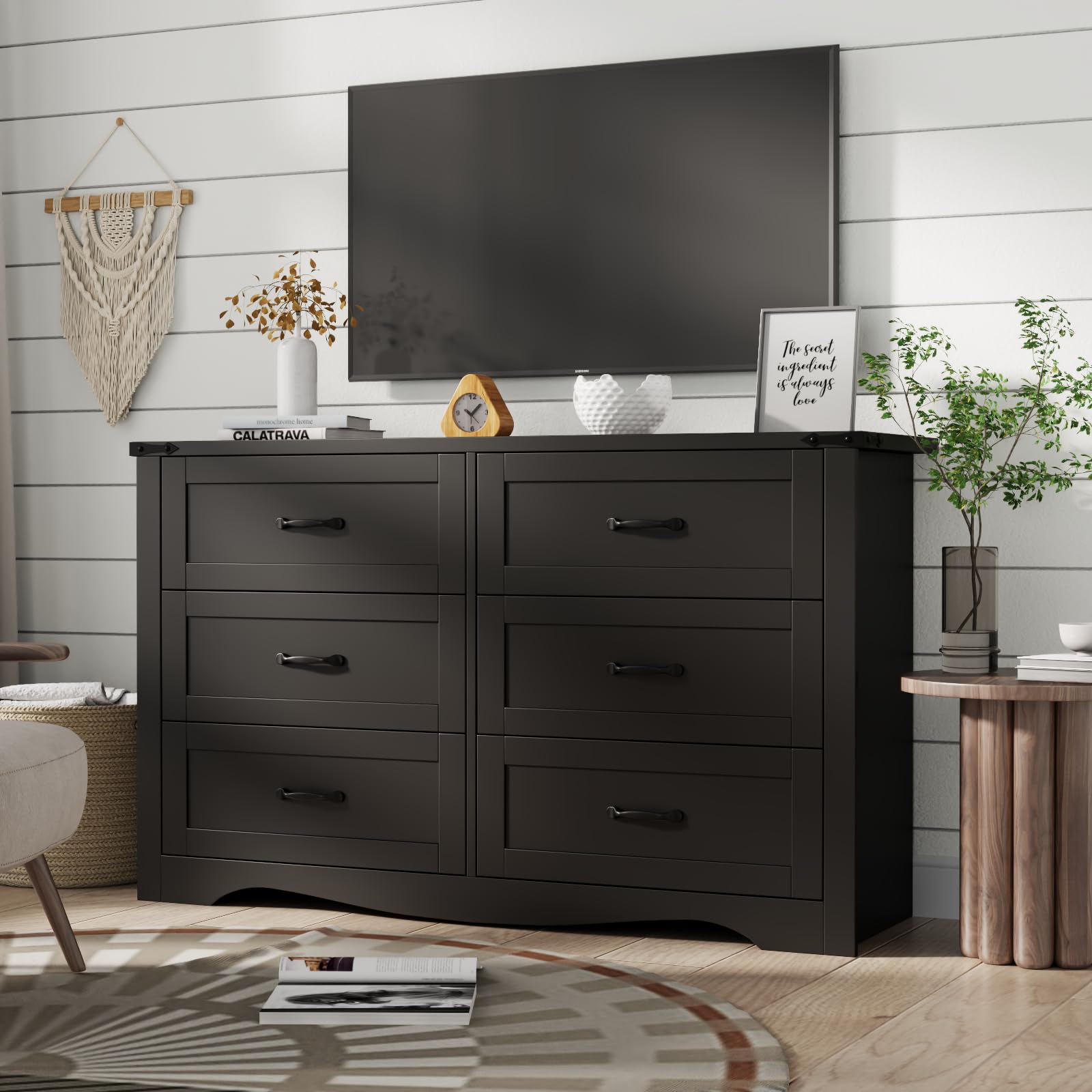 YESHOMY 6-Drawer Dresser With Power Outlet – Modern Chest With USB & Type-C Charging