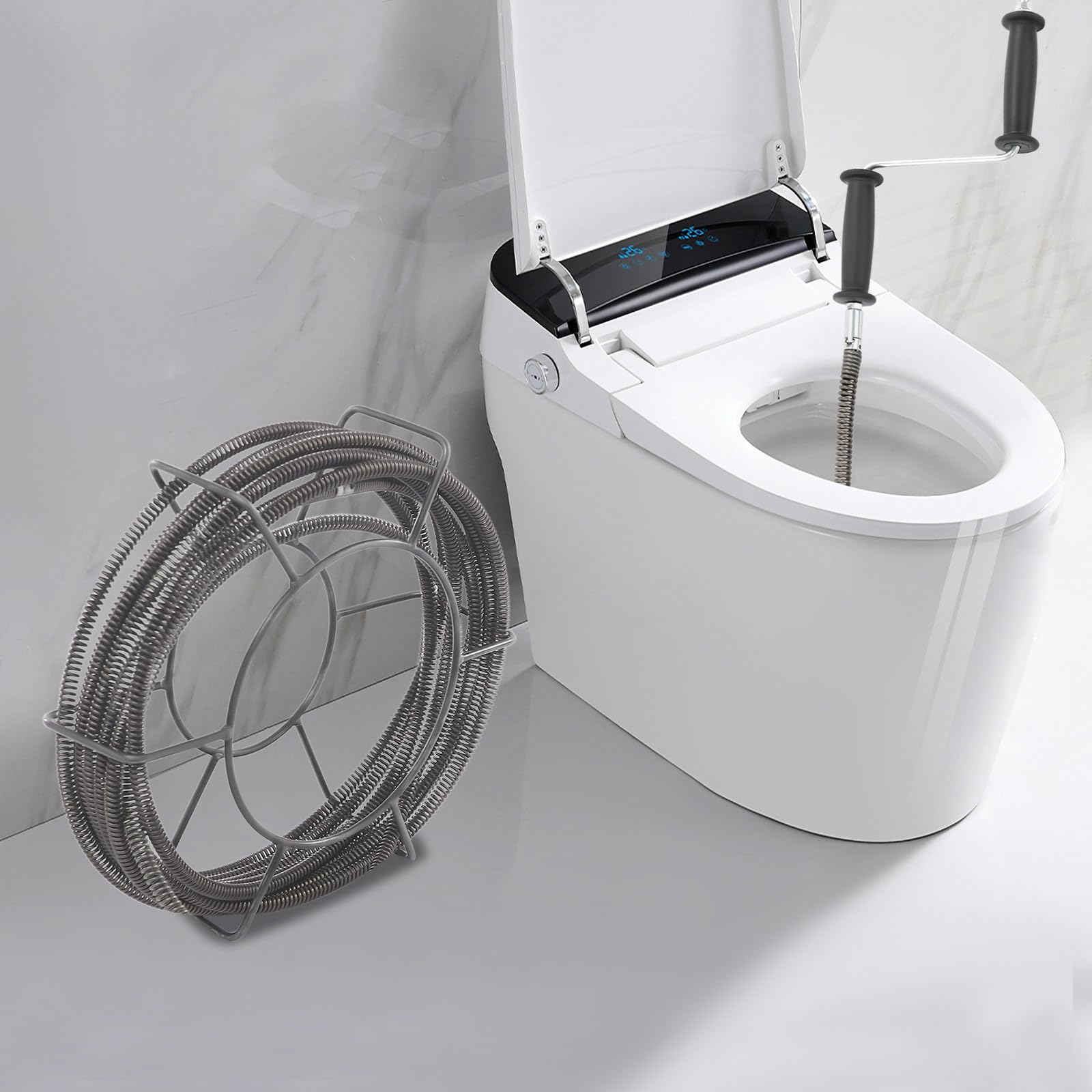 Rohrreinigungsspirale 10m, 12mm Abflussreiniger Spirale Rohrspirale Federspirale Rohrreinigungsspiralen Rohrreiniger für Spüle, Bodenablauf, Toilette