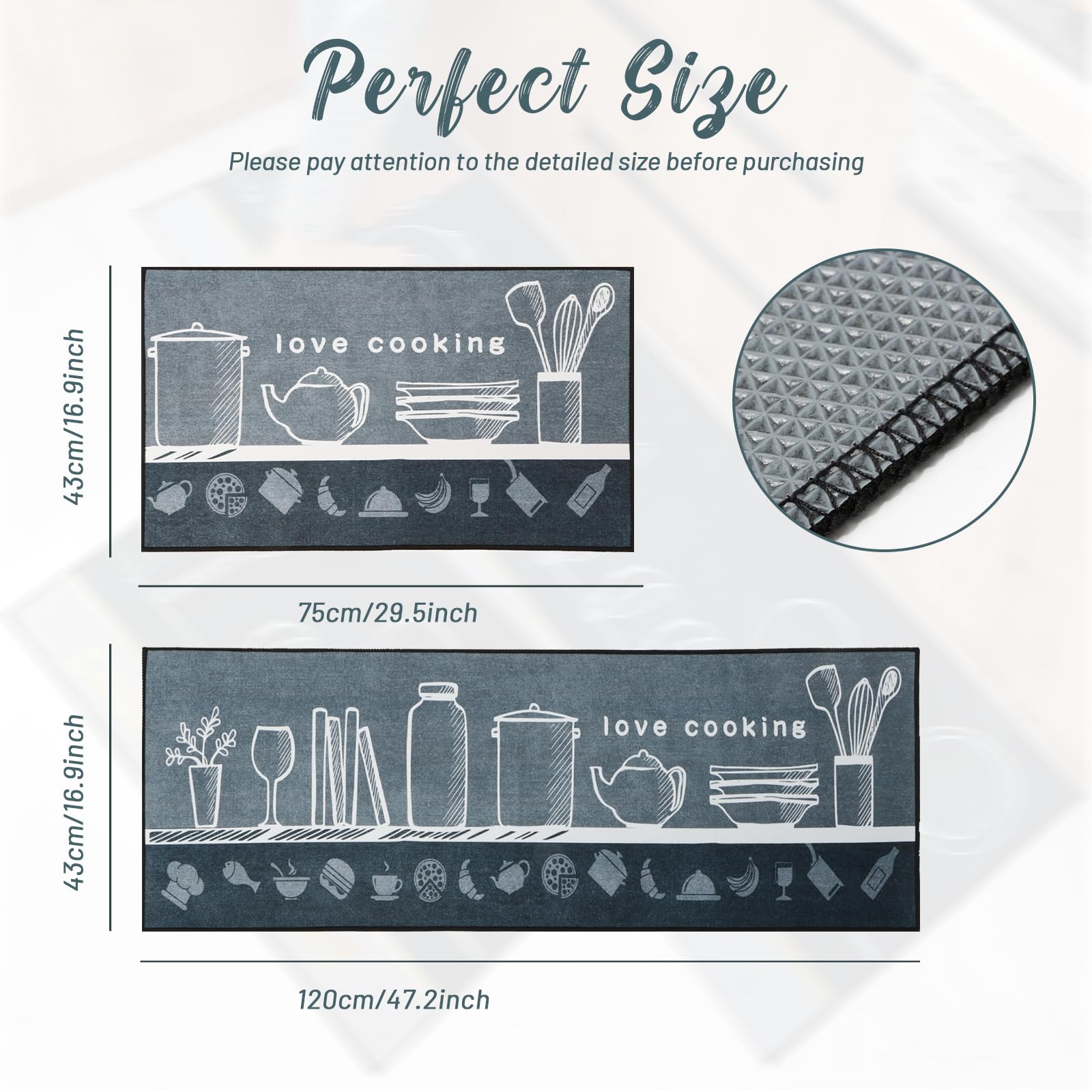 Tappetini Da Cucina Antiscivolo 2 Pezzi - Impermeabili E Lavabili Per Pavimenti - Foto 7