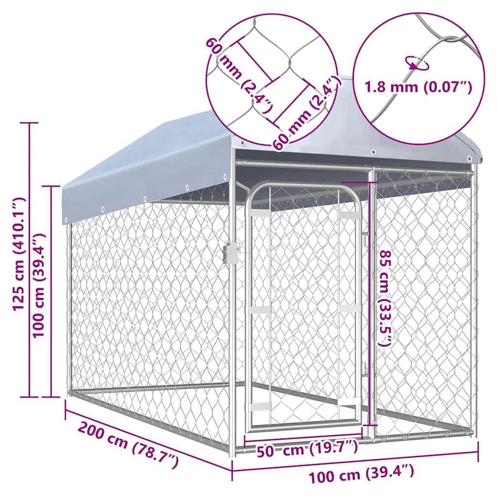 Chenil d extérieur avec toit pour chiens 200x100x125 cm