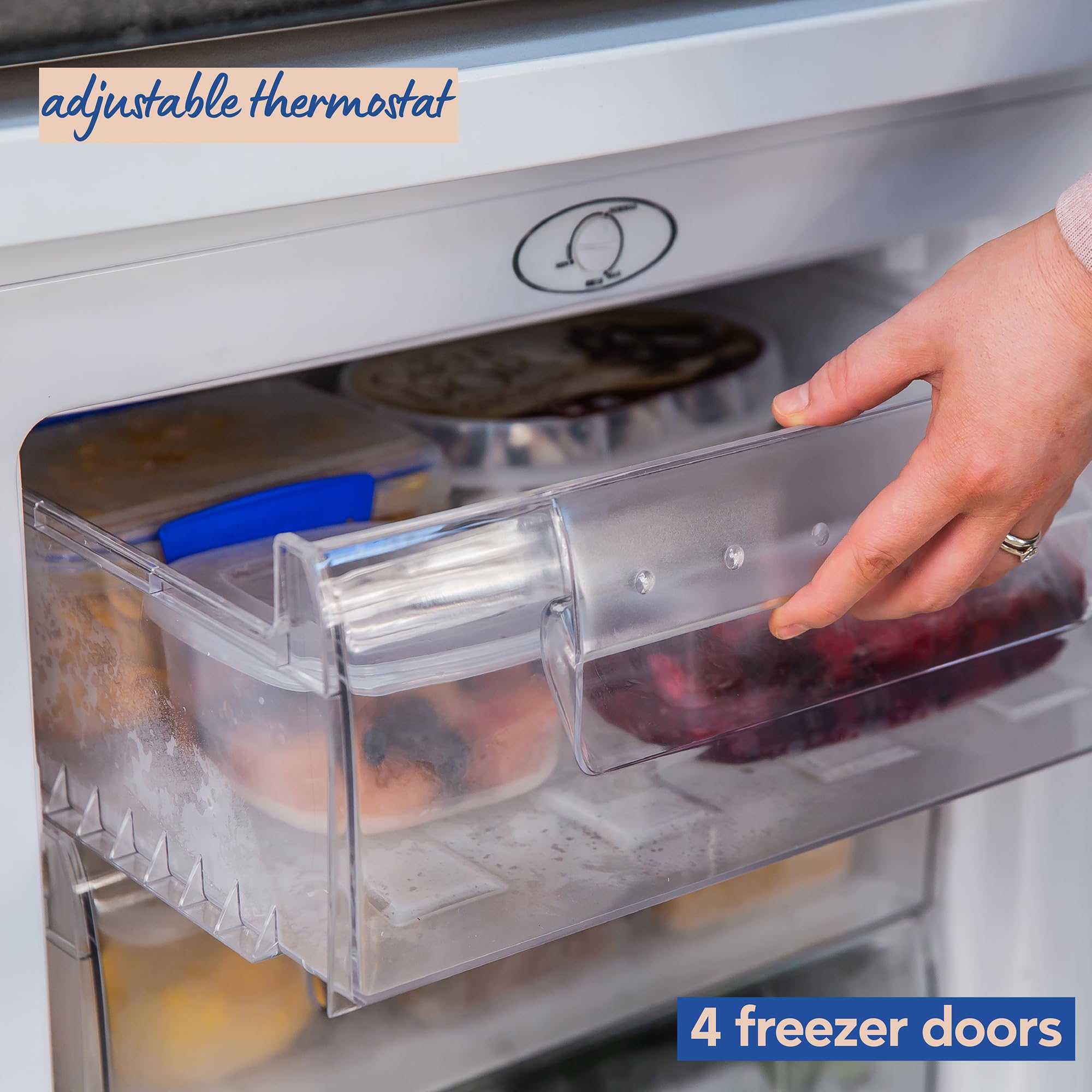 Russell Hobbs Under Counter Freezer 91 Litre Capacity 55cm Wide with Adjustable Thermostat & Feet, 3 Freezer Drawers, Reversible Door, White, 2 Year Guarantee RH85UCFZ552E1W - 5