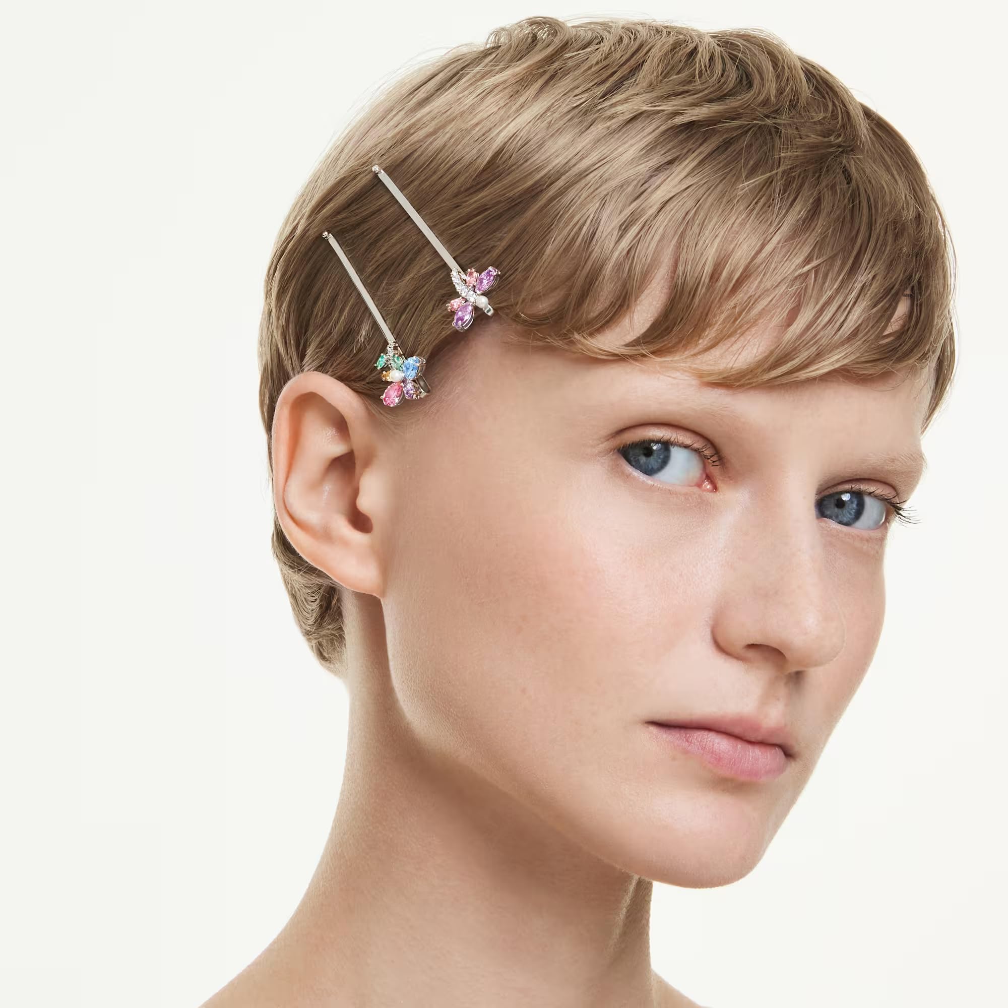 Swarovski Épingle à cheveux Ariana Grande x Swarovski, coupe mixte, Libellule, fleur, multicolore, plaqué rhodium