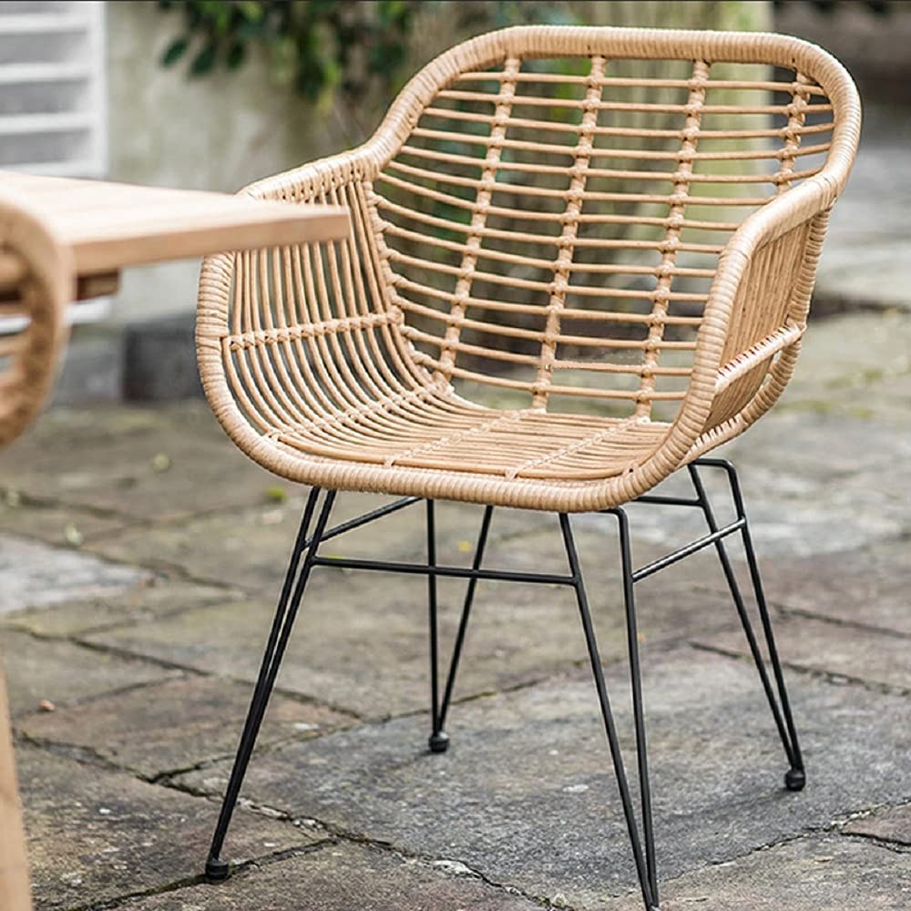 Alightup Salon de Jardin Rétro 2 Places, Ensemble de Meubles en Résines Tressés, Fauteuil Rotin Solide, Mobilier de Jardin avec Coussins et du Verre Trempé, Marron