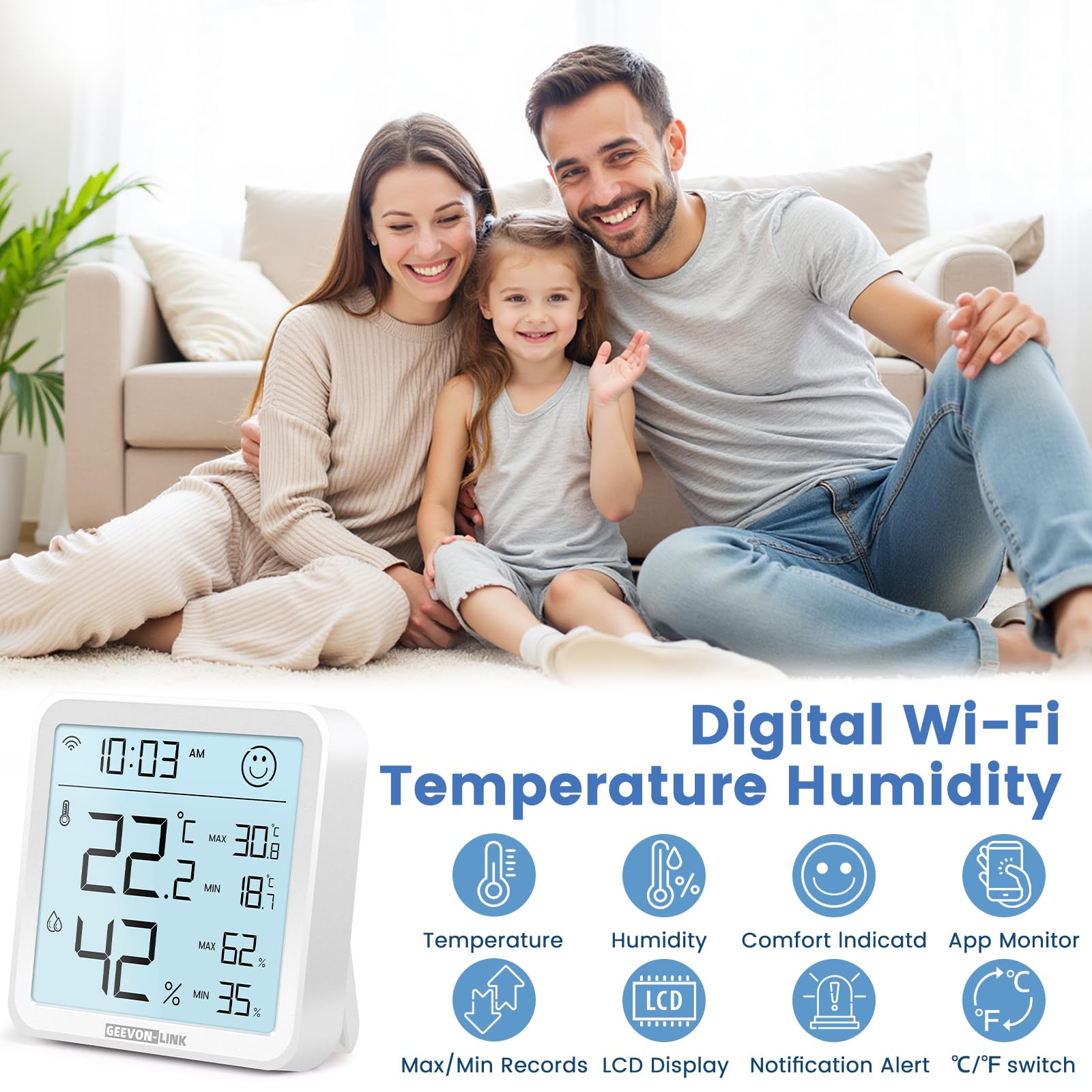 Termometro igrometro WiFi, GL-25TH08-Parent-WH-WEU (2)