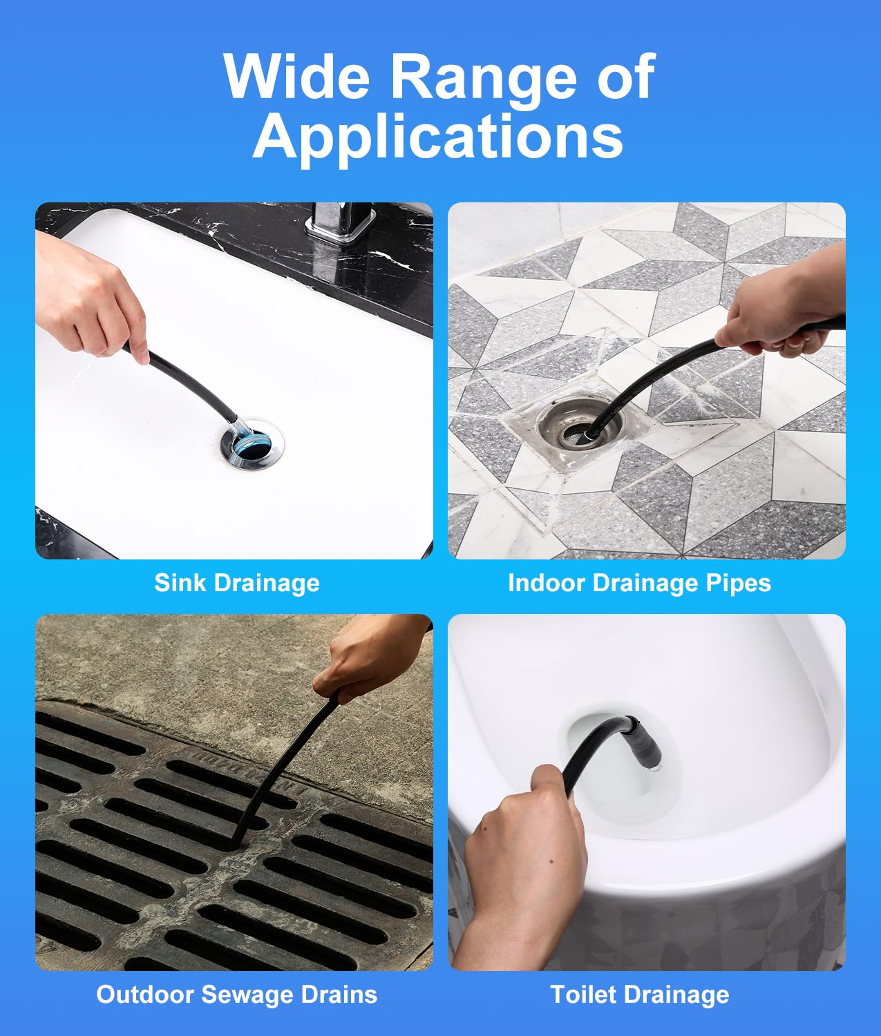 WADEO Manguera de Limpieza a Alta presión de 30 m, 400 bar/5800 PSI, Compatible con Kärcher K2-K7, Lavor, Bosch y Parkside; Kit de Limpieza Profesional con 4 boquillas y 3 adaptadores