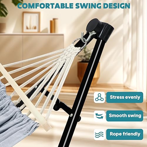 Miniatura 10 de Anyoo Hamaca y silla oscilante 2 en 1 con soporte de acero plegable y funda de transporte, portátil y ajustable, fácil de instalar, perfecta para