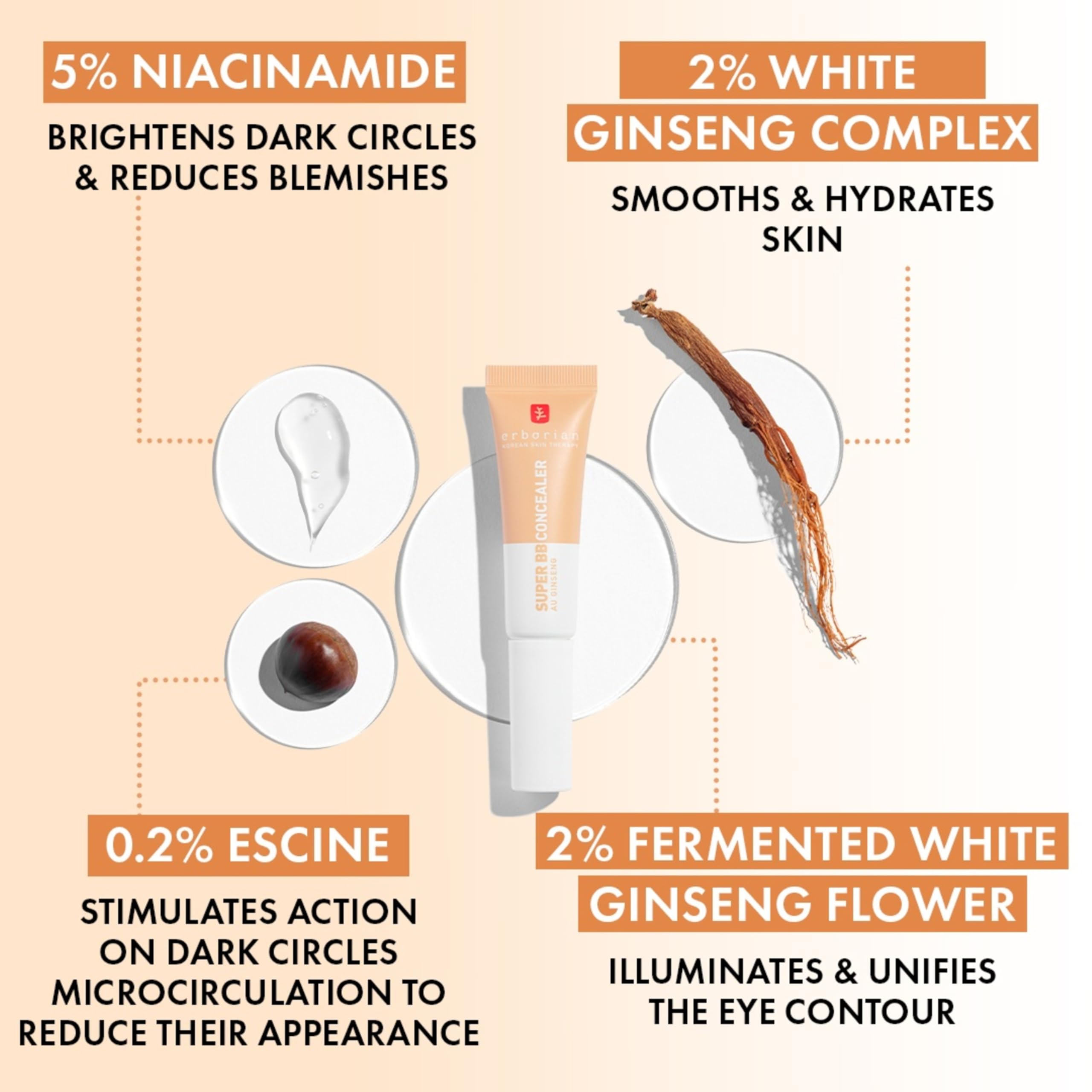 Erborian, Super BB CONCEALER, High coverage concealer enriched with Niacinamide and SPF 25, Moisturizing eye corrector - Image 4