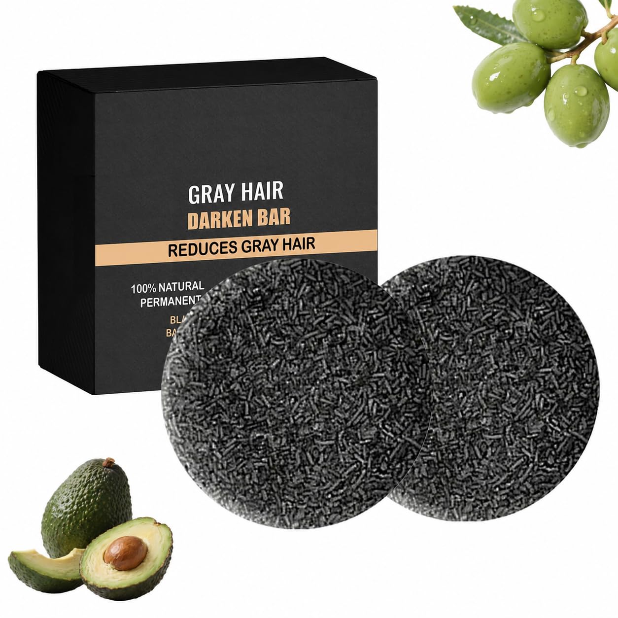Flomitta Black soap for Gray Hair Black Shampoo Bar for Hair Darkening & Volumizing Reverse Bar for Men and Women Normal to Oily Hair 2PCS 0.5 Ounce (Pack of 2)