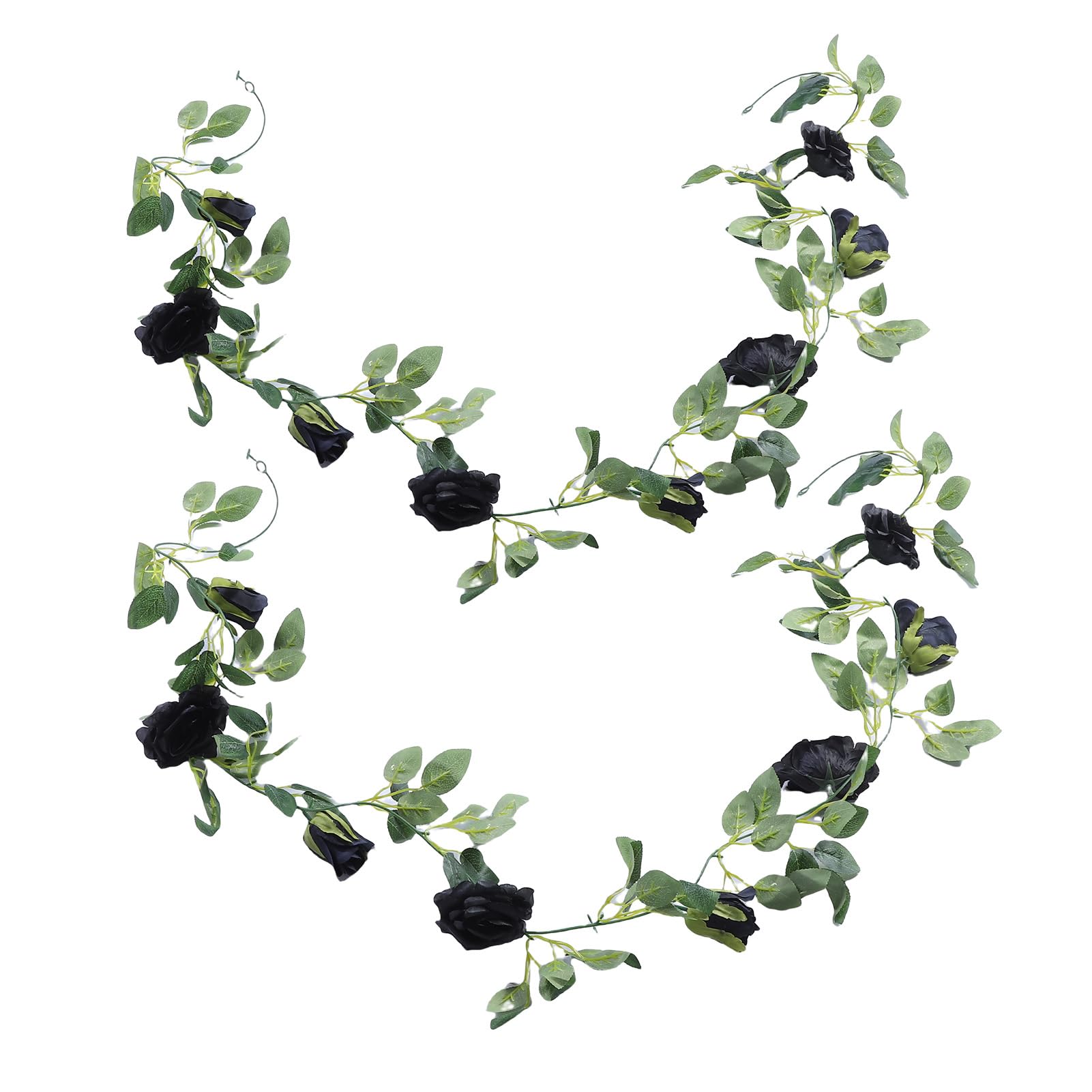 Roses artificielles noires en guirlande haut de gamme de 2 mètres