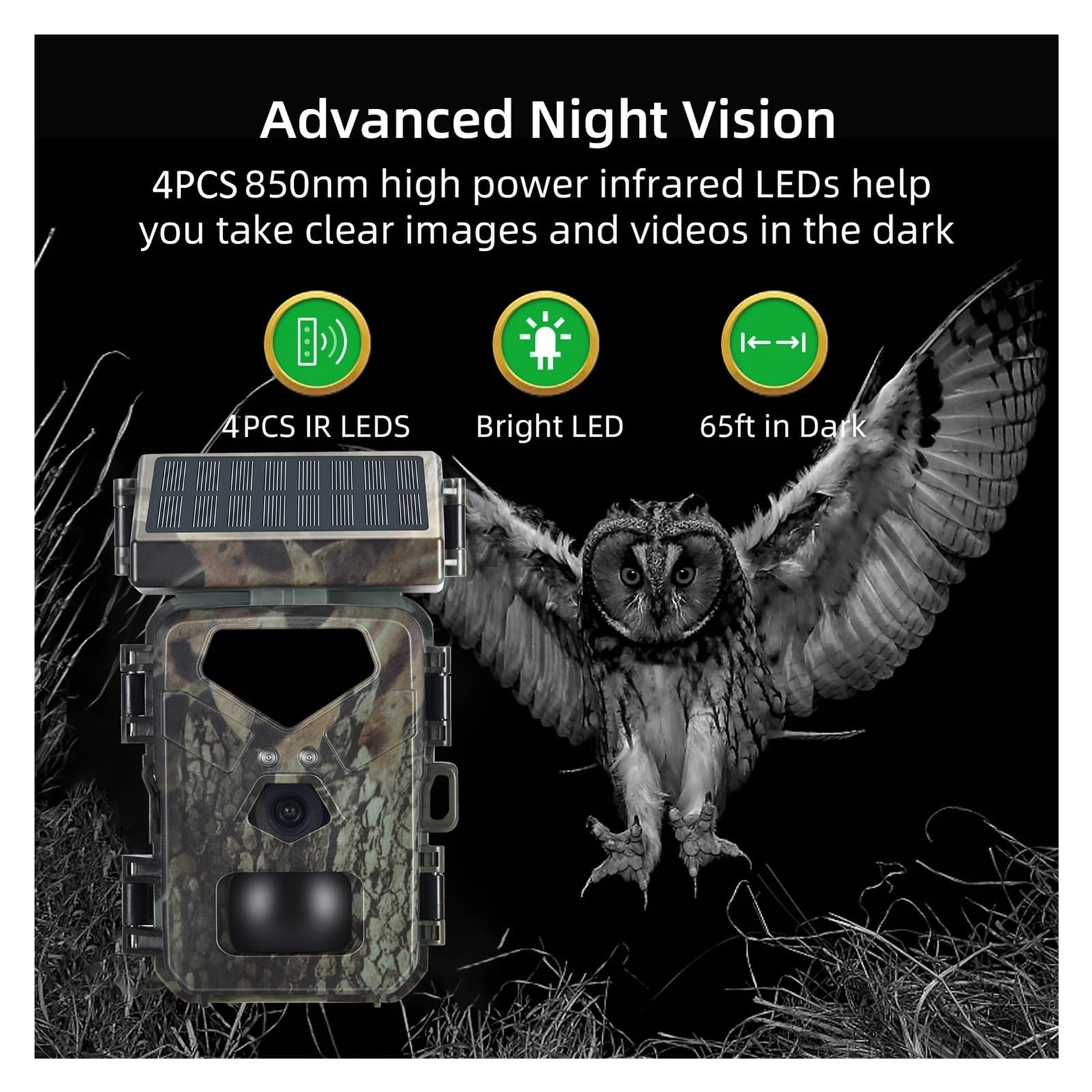Cámara Vida Silvestre Cámara De Caza Solar 20MP/1080P 0,3 S Velocidad Disparo Visión Nocturna 50MP 4K Rastreo Activada por Movimiento Monitoreo Confiable Preciso