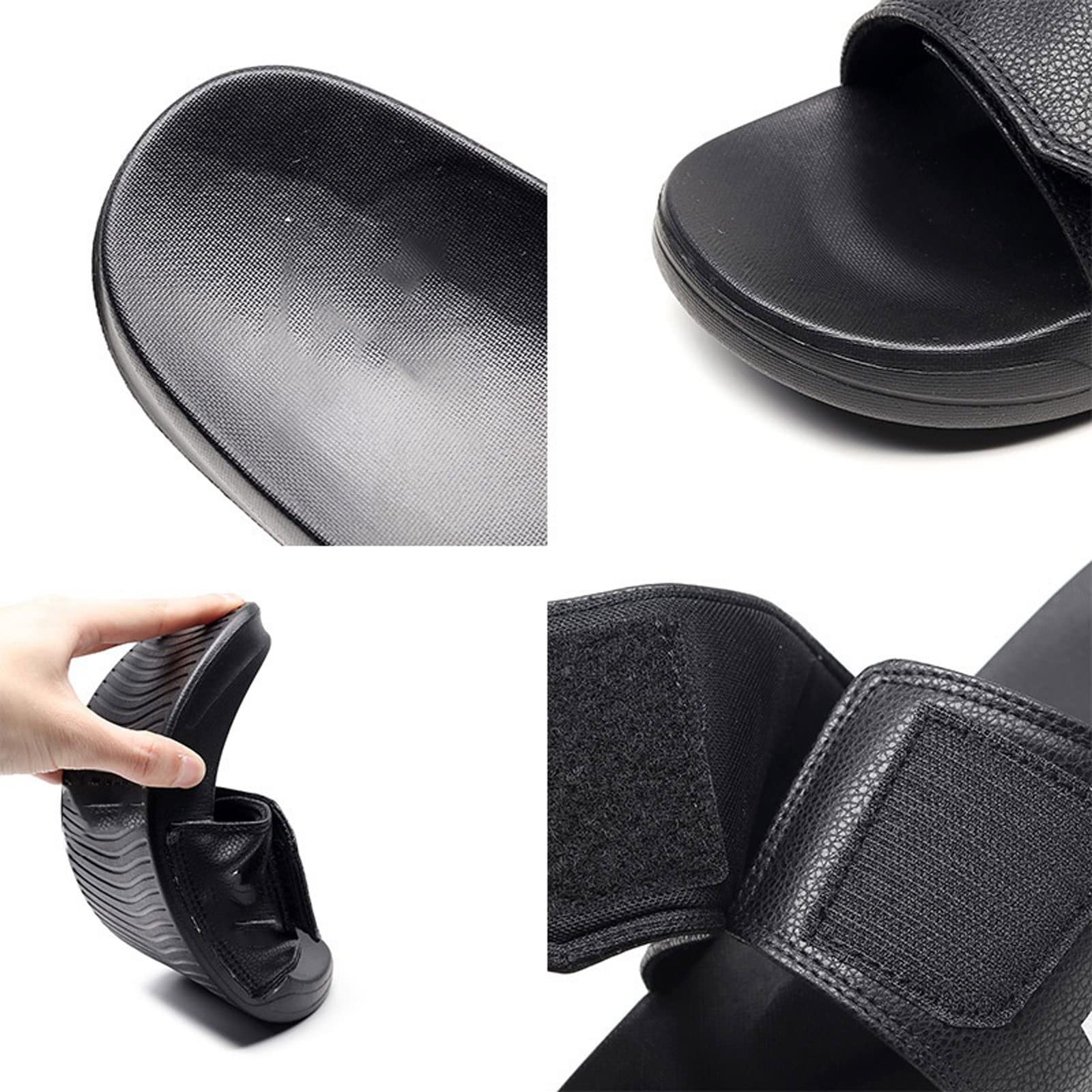 MMRTDJDR Sandalias para Hombre Zapatillas para Hombre Sandalias con Hebilla de de Verano Zapatos de Fondo Suave Antideslizantes para Hombre Chanclas perezosas para Exteriores (Negro, 36-37 (23,5 cm))