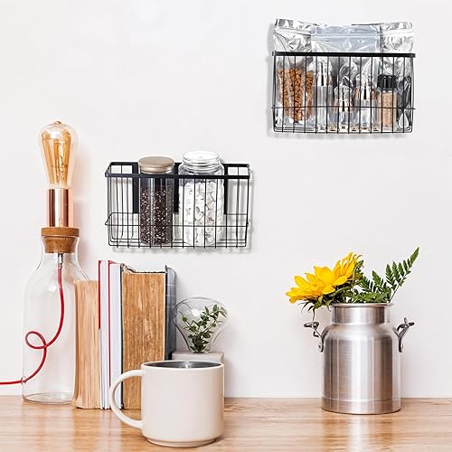 Miniatura 7 de Paquete de 2 cestas magnéticas organizadoras para refrigerador, tablero de clavijas, oficina, papel de aluminio, envoltura de alimentos, soporte