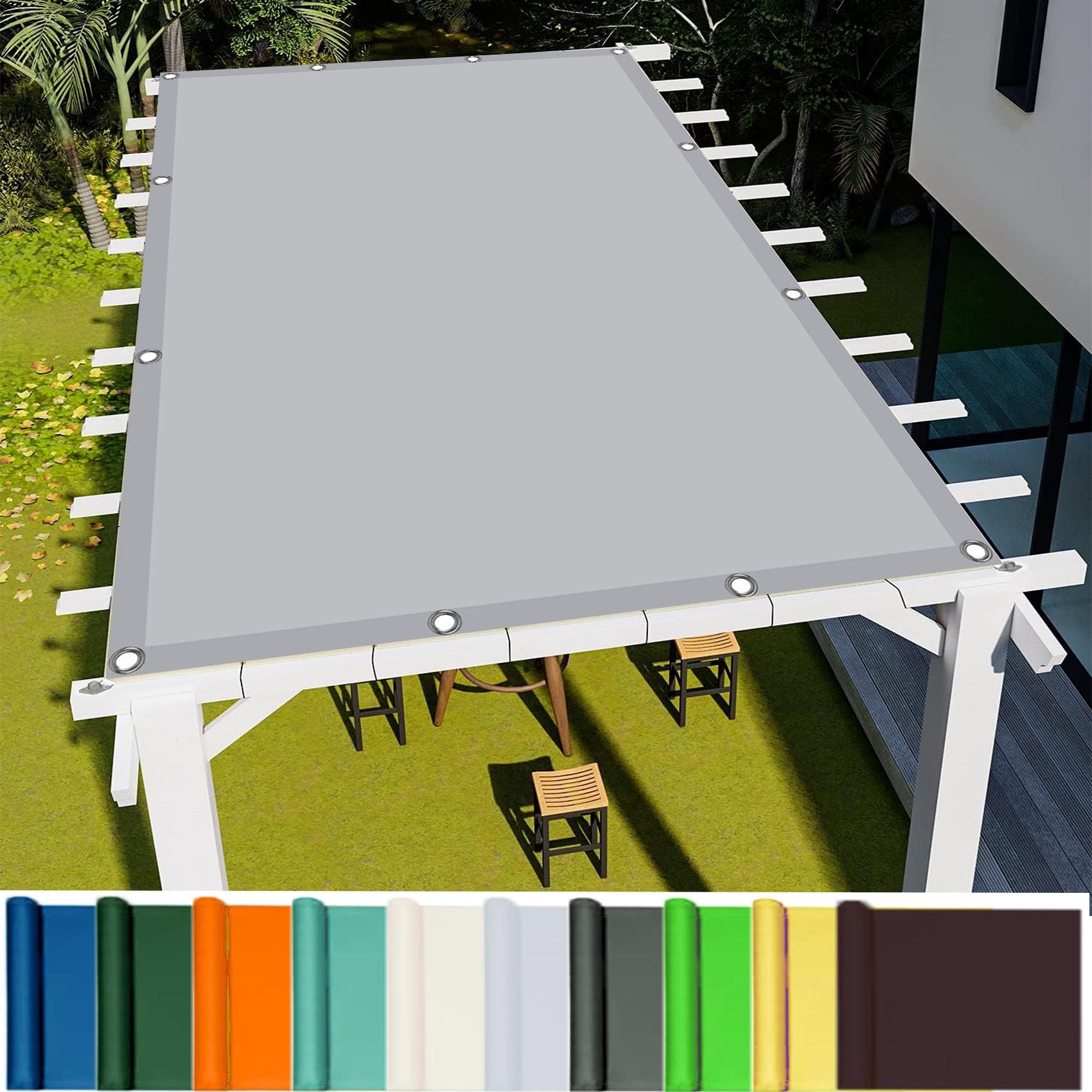 WQPMNYG Waterproof 4x10m Rectangle Shade Sail for Outdoor Garden Patio Light Grey Right Angle Canopy with Free Rope for Party Backyard
