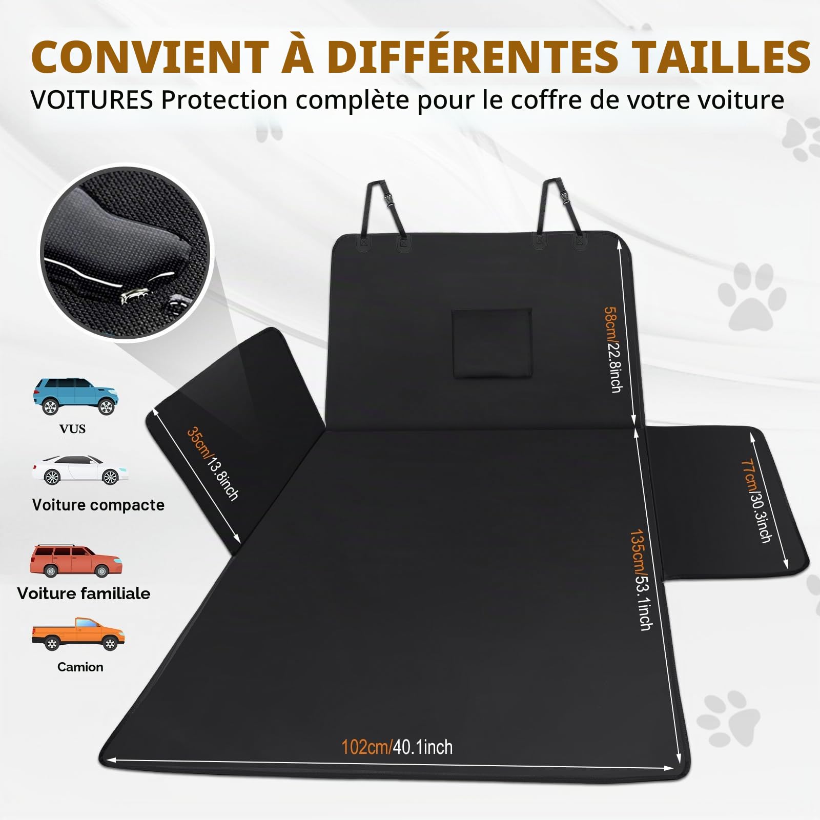 Zanfqvo Protection Coffre Voiture Chien avec Protection latérale - Imperméable Antidérapante Housse de Coffre pour Chien - Universelle Protection Coffre pour Camion, Voiture, SUV