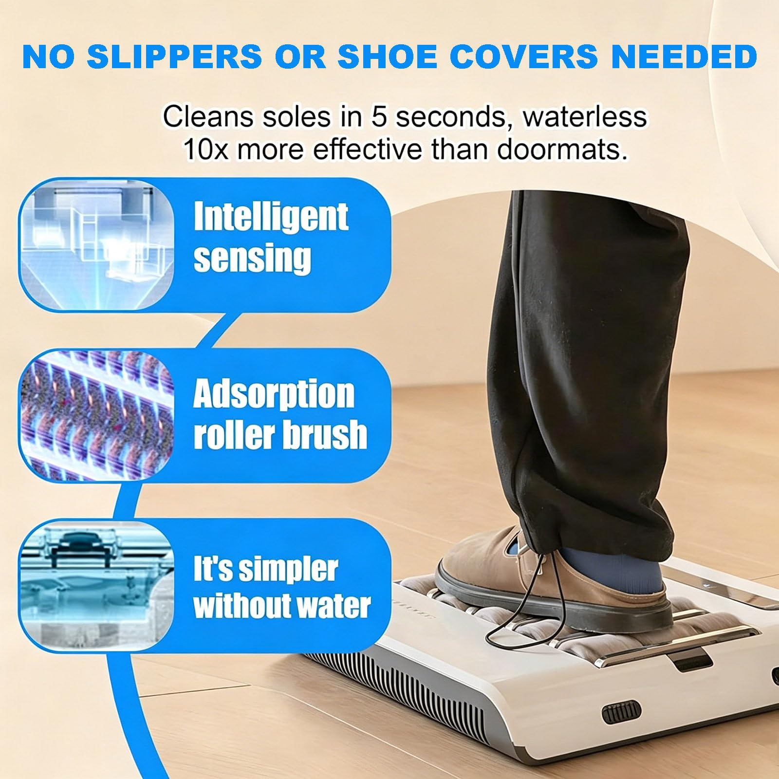 Limpiador de suela de zapatos totalmente automático, dispositivo inteligente de limpieza por inducción con cepillado de agua para botas y zapatos, ideal para uso doméstico y comercial