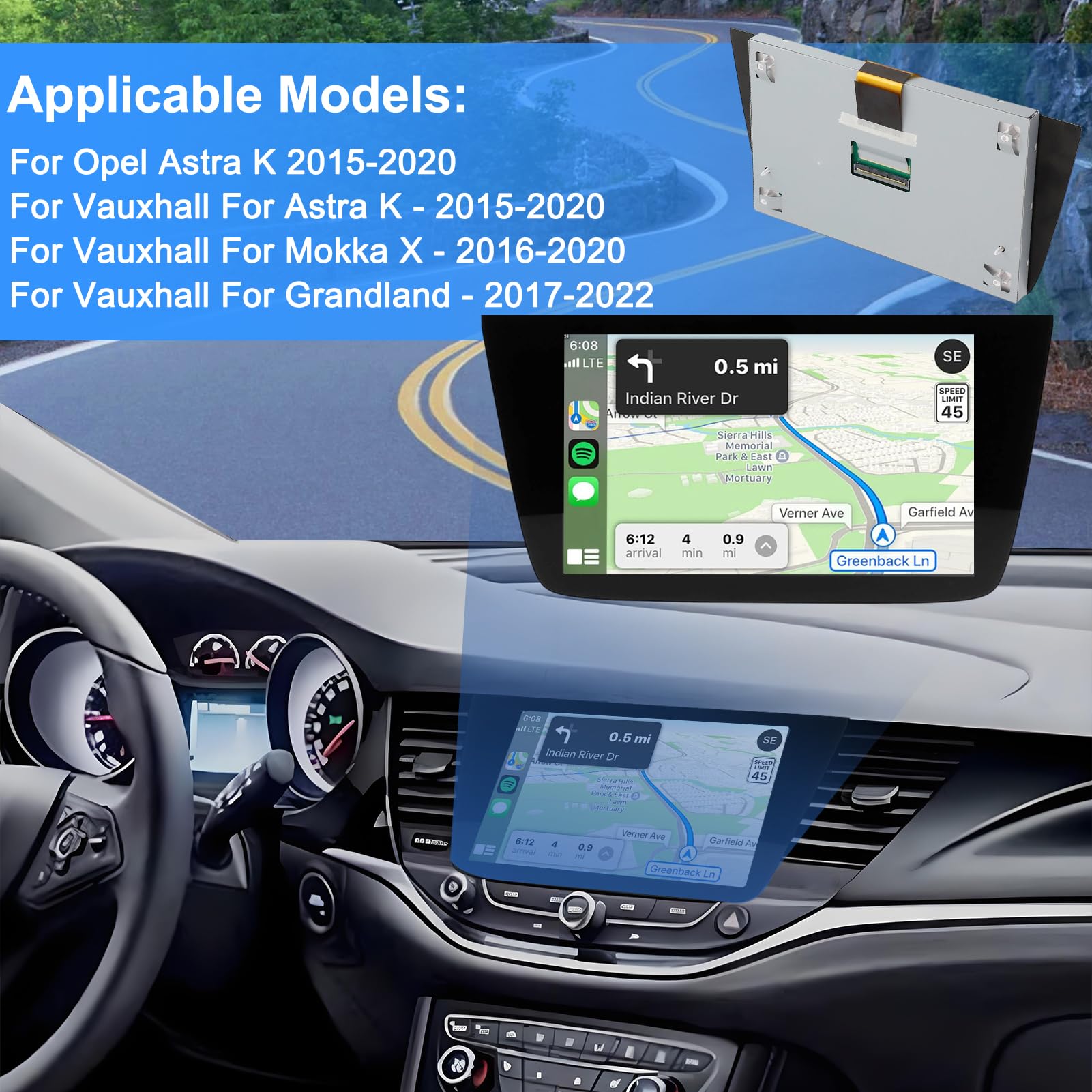 Radio Auto del Coche, Carplay Pantalla LCD IPS Pantalla táctil para Astra K2016-2018 Coche DVD GPS navegación Mapa Sistemas de Audio Manos Libres Llamada