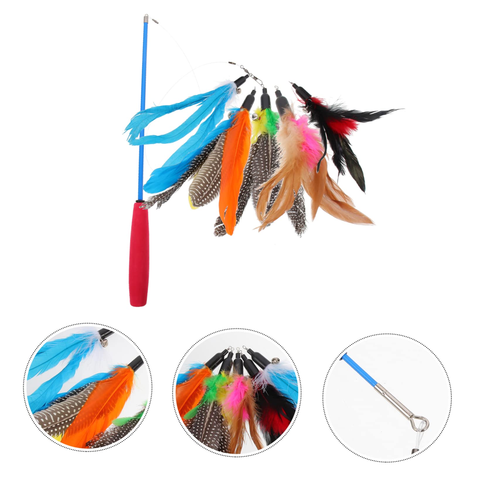 SUPVOX 4ensembles Canne Télescopique pour Chat avec Tête De Teasing De Jouets Interactifs pour Chats Stimule Instinct De Chasse Et Favorise Le Lien avec Votre Animal