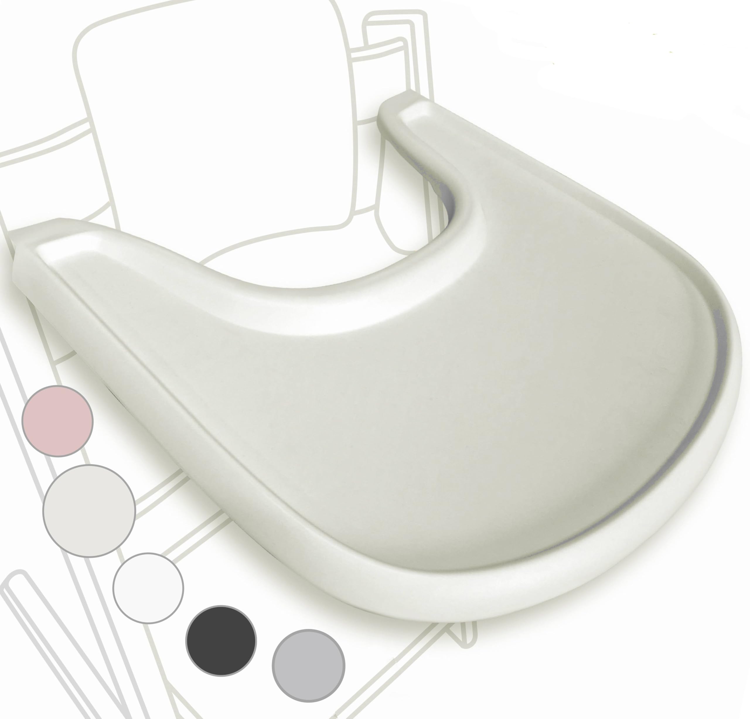 Bandeja para tronas altas compatible con la silla Stokke Tripp Trapp, diseño ergonómico curvado, Lechoso mate, sin BPA, fácil de montar, no compatible con platos de succión
