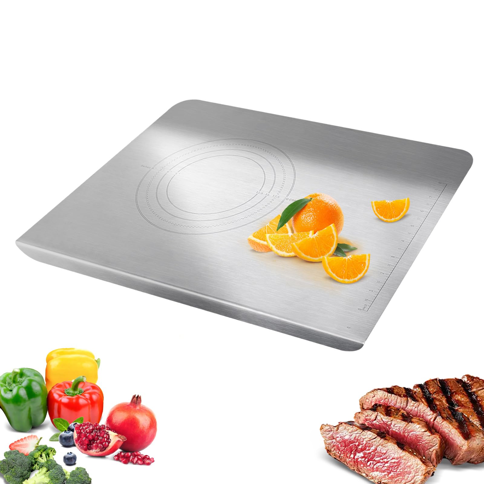 Tablas de cortar de acero inoxidable para cocina, 39,9 x 30 cm, tabla de cortar de acero