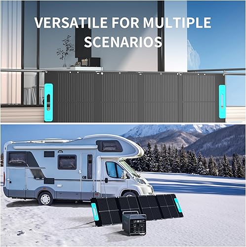 Miniatura 4 de Panel solar portátil de 200 W, 200 vatios para generación solar de estación de energía portátil, cargador solar plegable con funda de transporte,