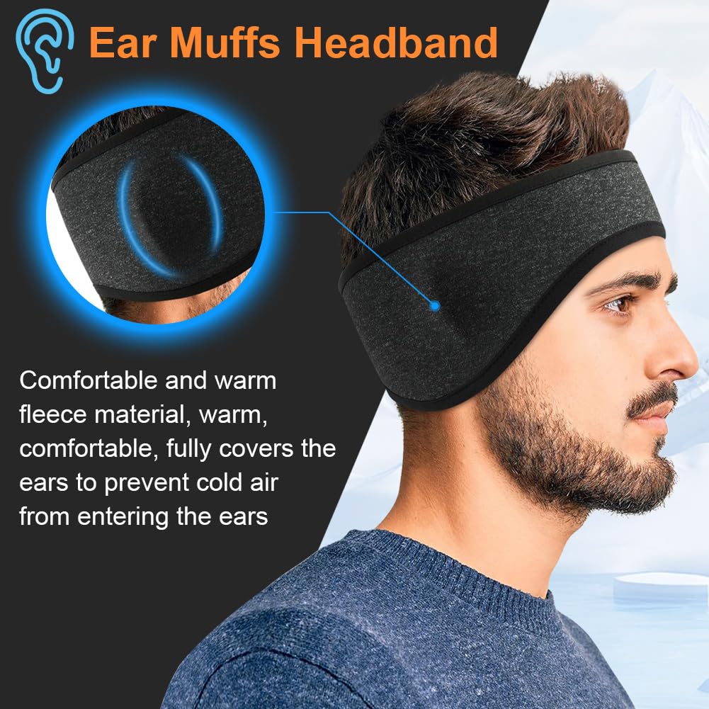 Flintronic Fascia Sportiva Invernale per Donna e Uomo, 2 Pezzi Fascia per Capelli Invernale, Fascia Paraorecchie In Pile, Fascia Capelli Invernale Sportiva per Corsa, Escursionismo, Ciclismo, Yoga