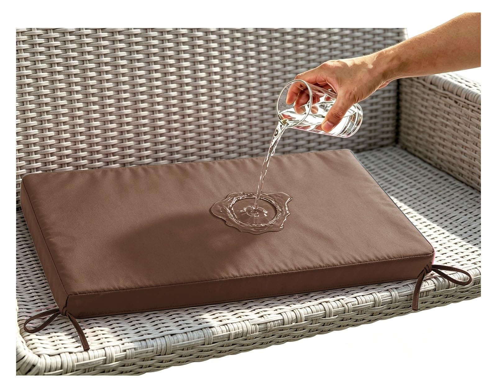 Miecoae Outdoor Swing Seat Cushions Waterproof 80% 5cm/1.9" Thick Outdoor Bench Cushion, Settee Couch Pads with Zipper Washable, Patio Swing Seat Cushion with Ties(Coffee,120x50 cm 47x20 in)