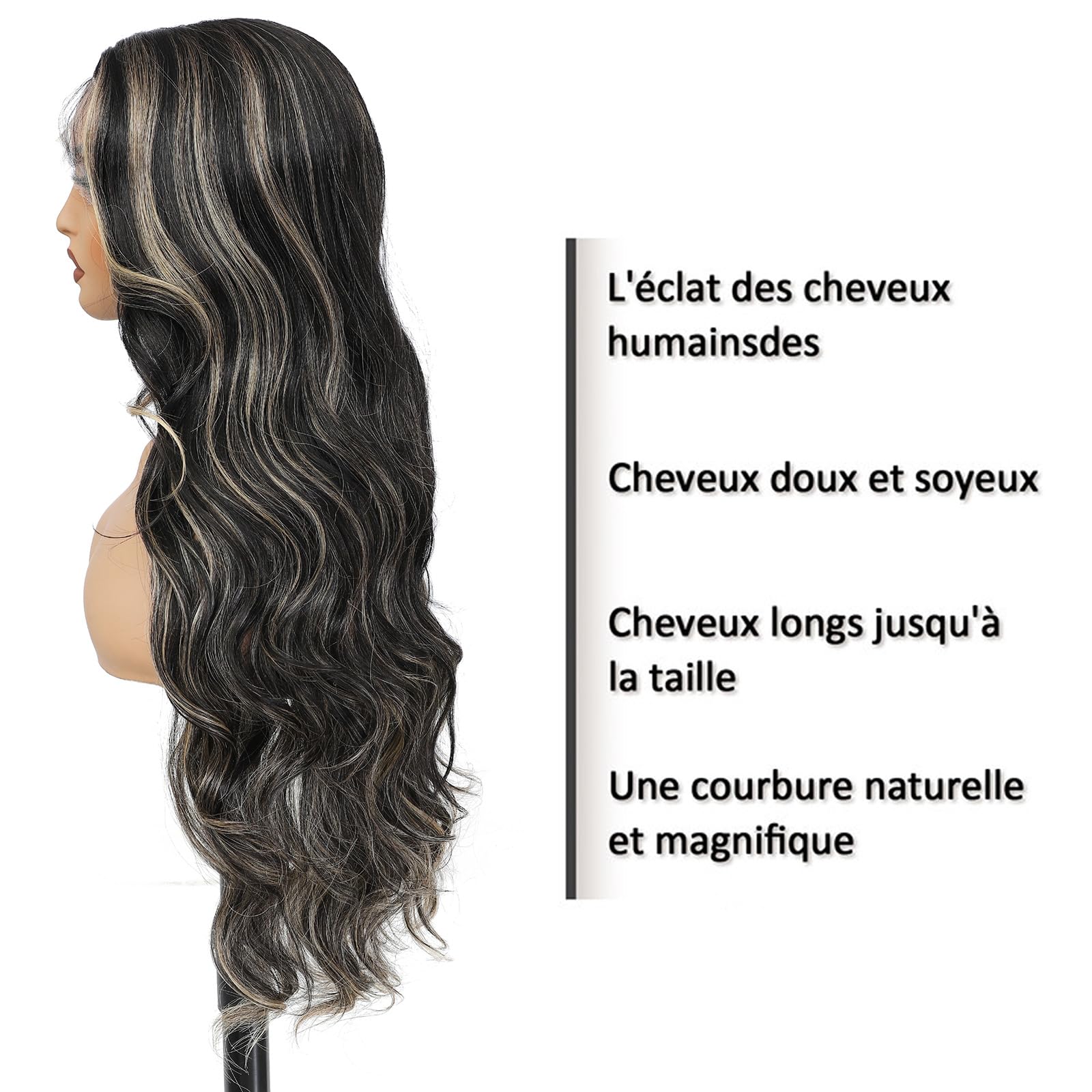 FABÉLLE Perruque Blonde à Reflets Ombre Lace Front Perruque 30pouces Body Wave pour Femmes Pré-épilée avec des Cheveux de Bébé Couleur de l'éclaircissement Perruque Synthétique Perruque Sans Colle