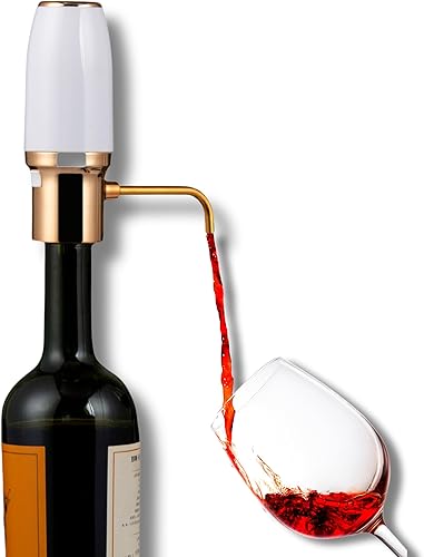 Sip & Shimmer Aireador de vino eléctrico, aireador de vino moderno, dispensador de vino eléctrico, vertedor de vino dorado, bomba de vino, vertedor