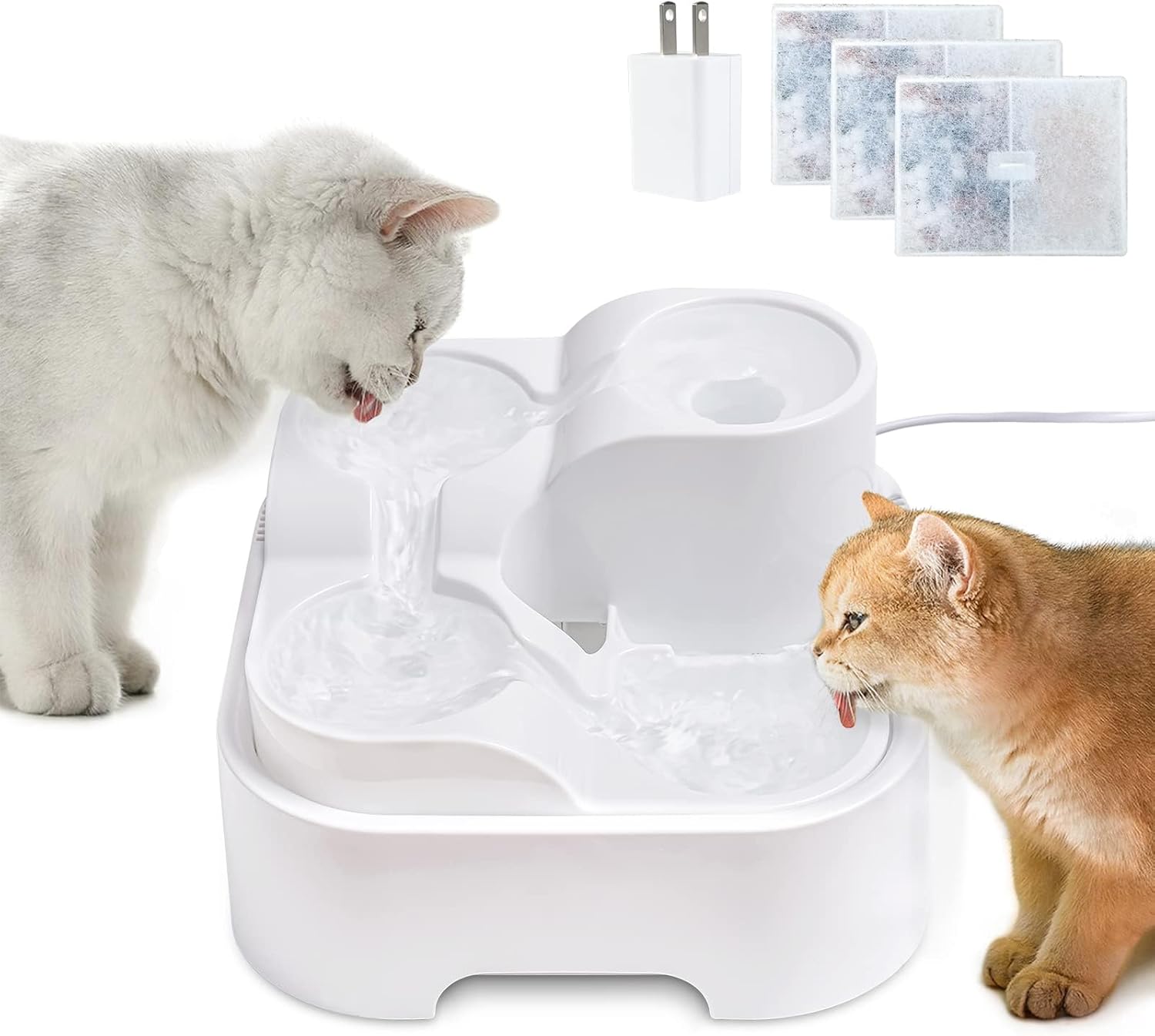GJEASE Cat Water Fountain, Ultra Silent Cat Fountain 2.8L/94oz, with