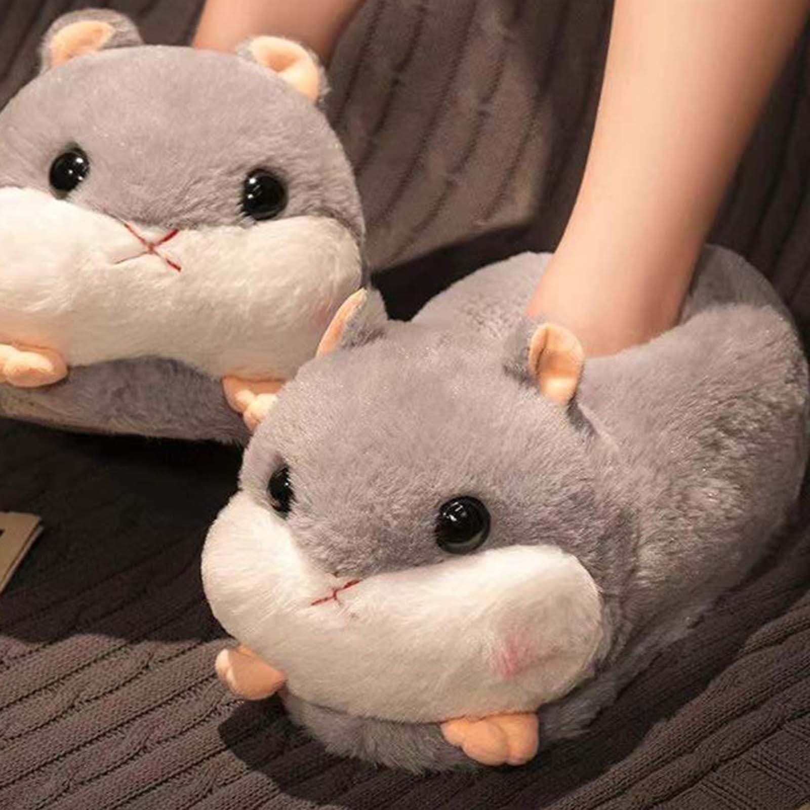 Pantuflas para mujer, diseño de animales de dibujos animados con tacones acolchados, para invierno, cálidas, para interiores