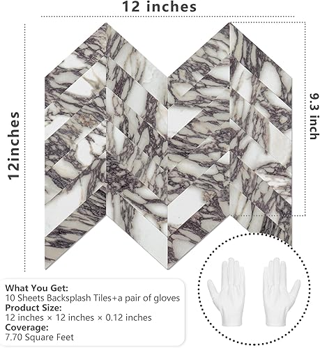 Miniatura 9 de STICKGOO azulejo de espiga de 10 hojas para despegar y pegar, PVC de madera sintética para salpicaderos, azulejos de pared autoadhesivos para cocina