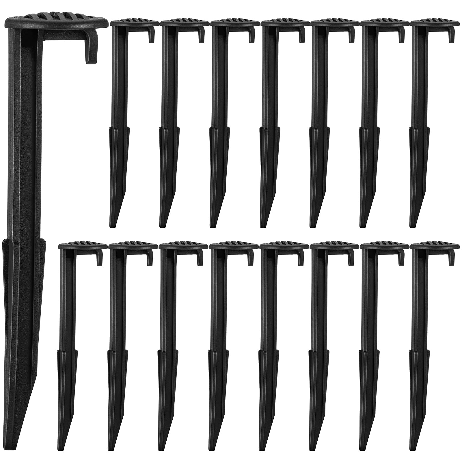 Yookeer 18 Pieces Plastic Inflatable Yard Stakes Set 5.7'' Heavy Duty Stakes for Inflatables Blow up Plastic Tent Christmas Decoration Landscape Ground Replacement Yard Ground Lawn Black Garden Peg