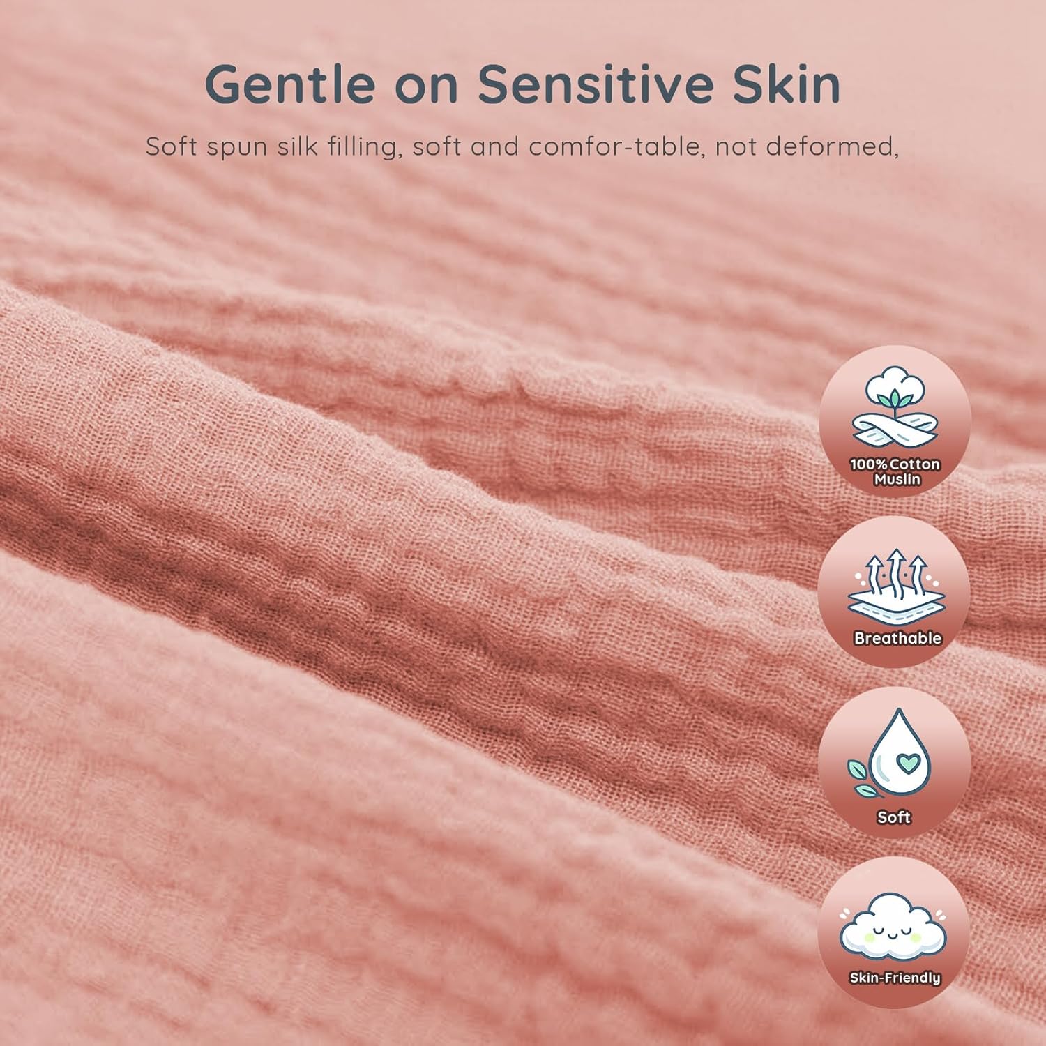 Organic Cotton Muslin Bunny Lovey Blanket, Soft & Breathable Security Blanket for Newborns, Unique Baby Gifts for Boys and Girls (Bunny-Pink) - Image 5