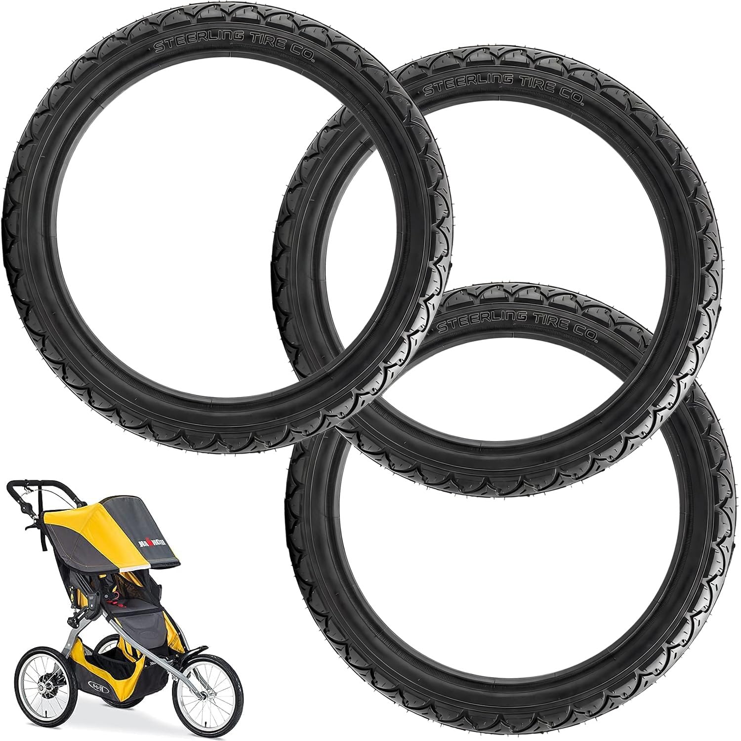 Amazon.com: Three 16-Inch Tire Replacements for Jogging Strollers Like BOB  Ironman & Bike Trailers Including Allen Sport, Burley and Instep (3-Pack)  by Steerling Tire Co. : Baby